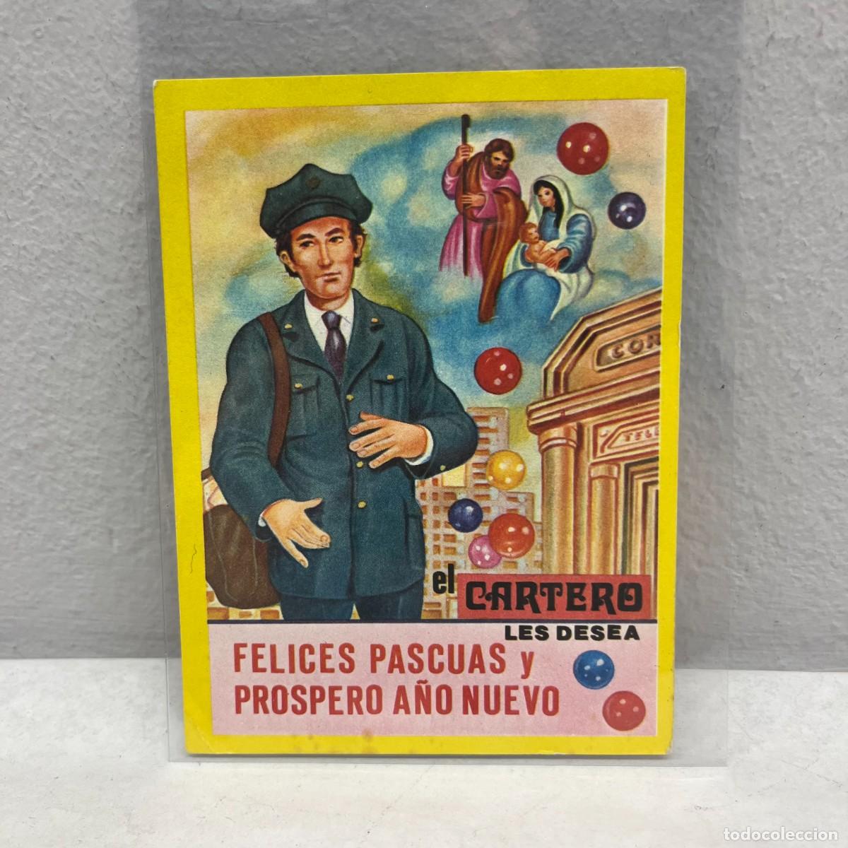 Postales: ANTIGUA TARJETA POSTAL - EL CARTERO LES DESEA FELICES PASCUAS Y PROSPERO A&Ntilde;O - 115 X 85 MM / 4405