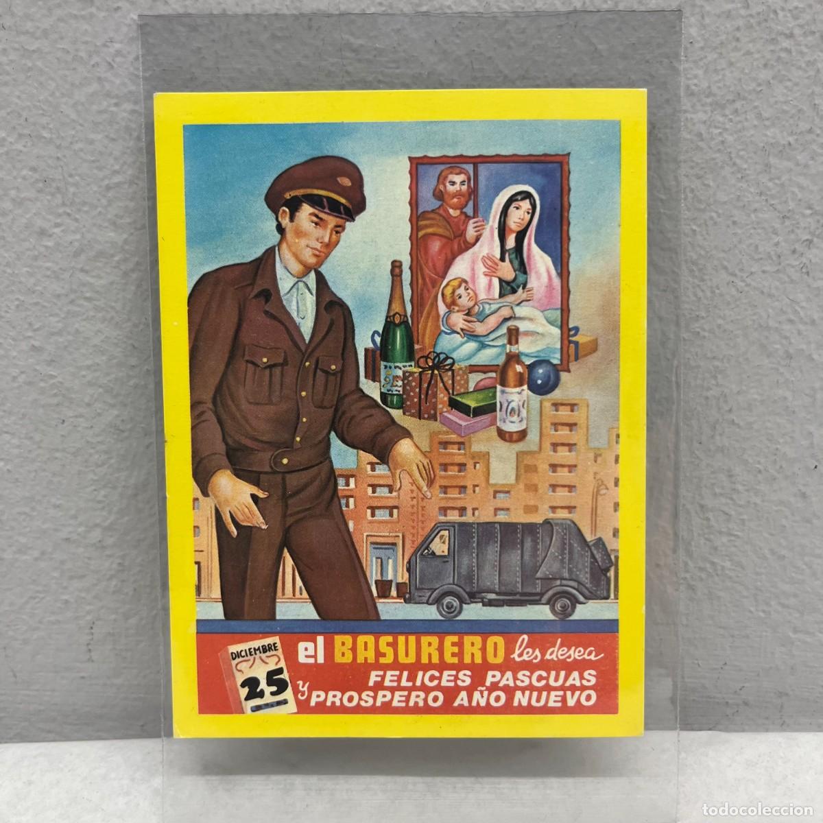 Postales: ANTIGUA TARJETA POSTAL - EL BASURERO LES DESEA FELICES PASUAS Y PROSPERO A&Ntilde;O - 115 X 90 MM / 4434