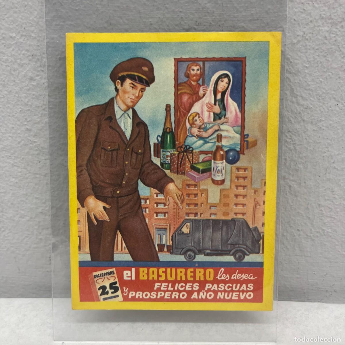 Postales: ANTIGUA TARJETA POSTAL - EL BASURERO LES DESEA FELICES PASUAS Y PROSPERO A&Ntilde;O - 115 X 90 MM / 4435
