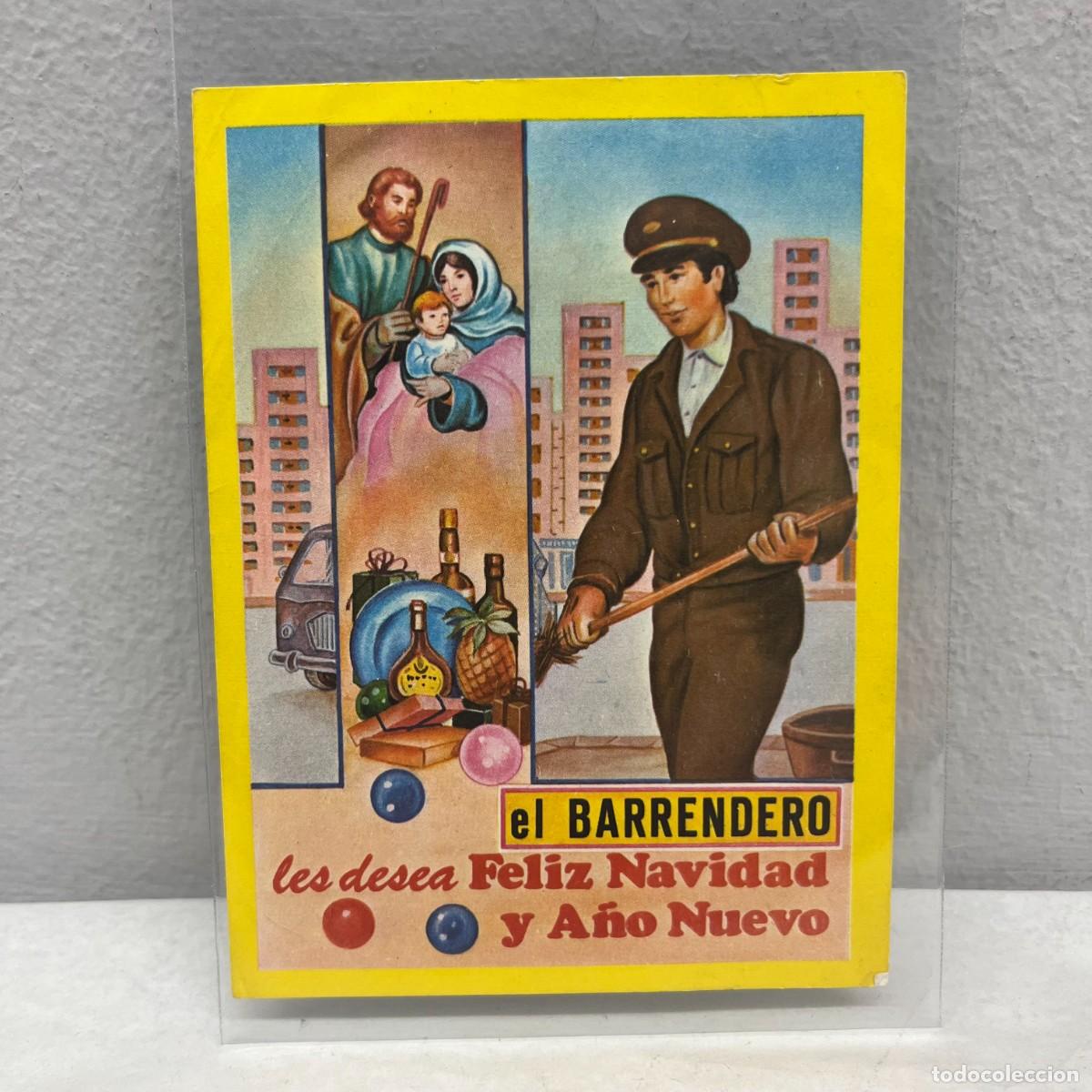 Postales: ANTIGUA TARJETA POSTAL - EL BARRENDERO LES DESEA FELIZ NAVIDAD Y A&Ntilde;O NUEVO - 115 X 90 MM / 4442