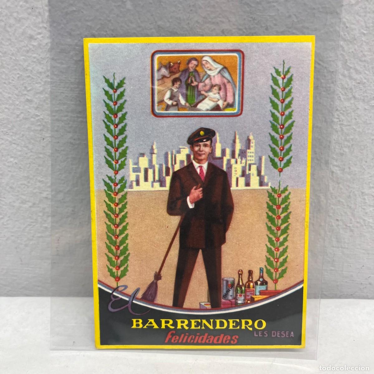 Postales: ANTIGUA TARJETA POSTAL - EL BARRENDERO LES DESEA FELICIDADES - 115 X 80 MM / 4496