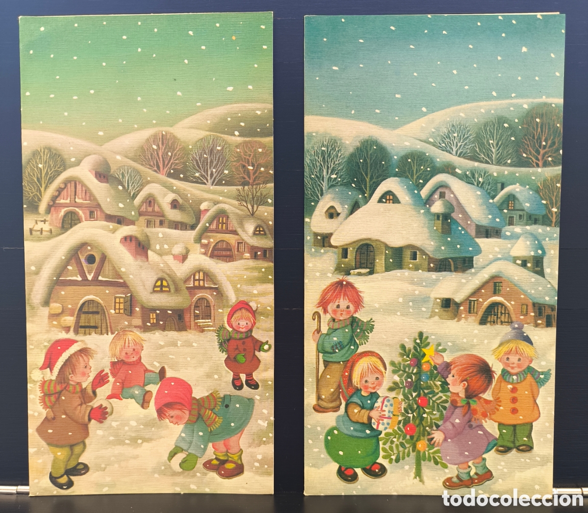 Postales: Lote tarjetas postales ilustradas felicitaci&oacute;n navide&ntilde;a d&iacute;ptico feliz navidad &iquest; Salmons ? Ed. Ortiz
