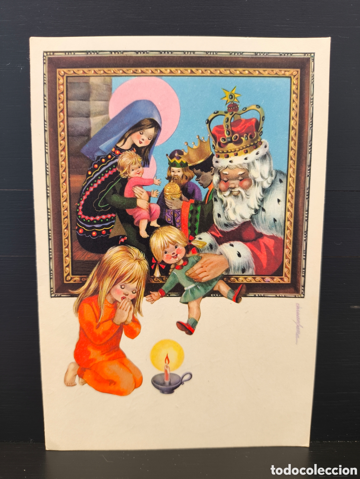 Postales: Tarjeta postal ilustrada felicitaci&oacute;n navide&ntilde;a d&iacute;ptico feliz navidad il. Carmen Guerra Ed. Betlem