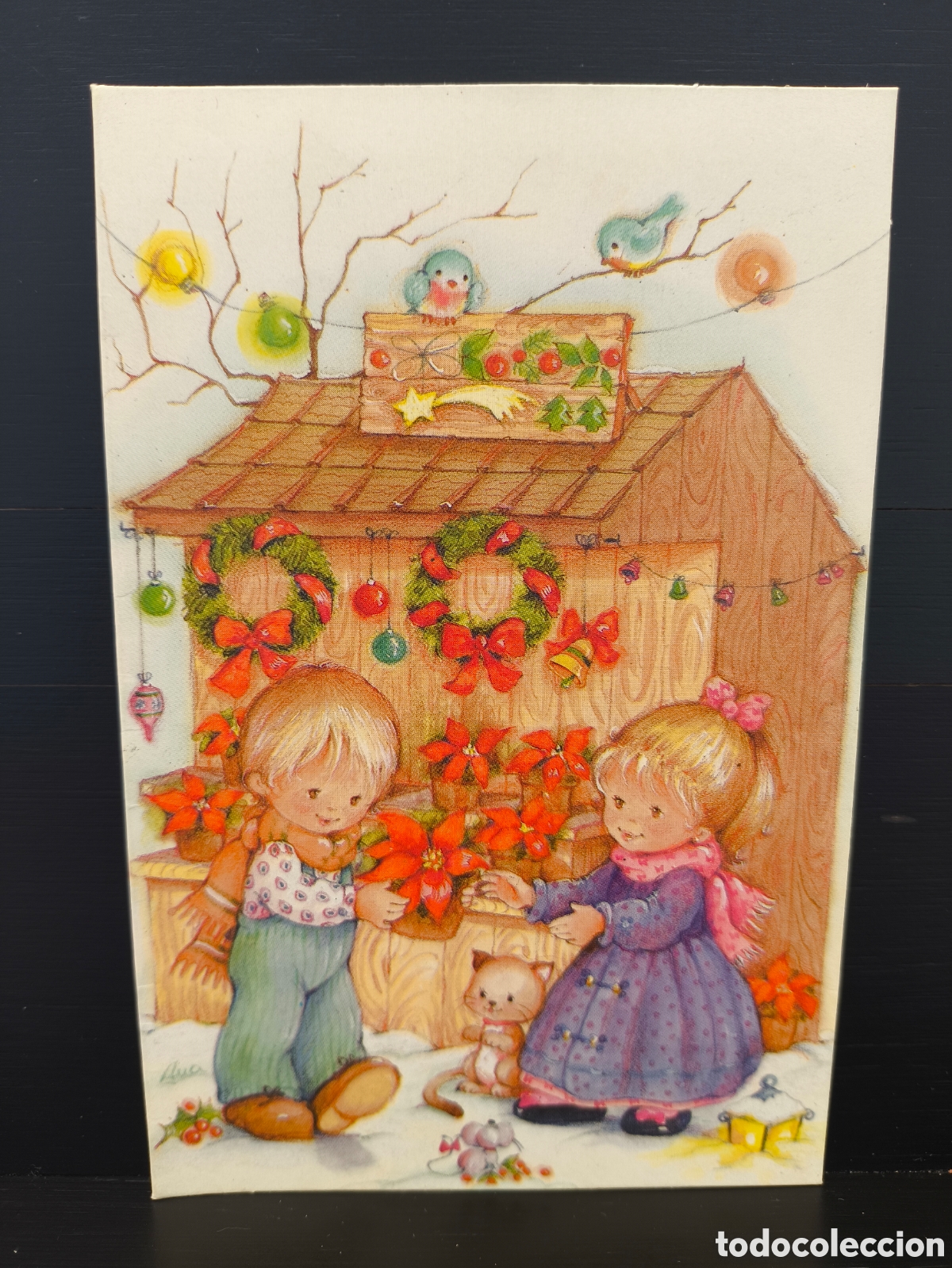Postales: Tarjeta postal ilustrada felicitaci&oacute;n navide&ntilde;a d&iacute;ptico feliz navidad il. Ana Ed. Ortiz