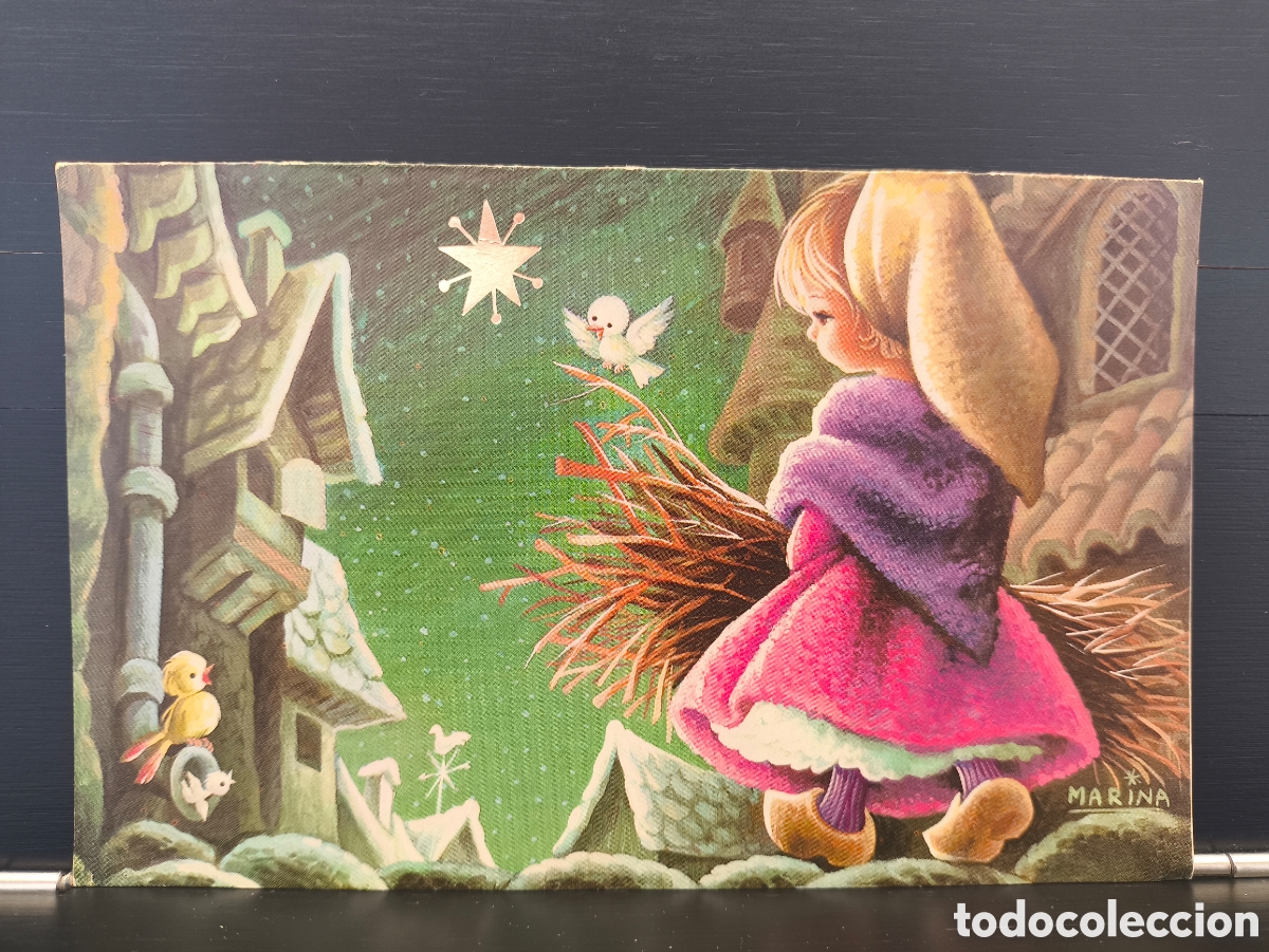 Postales: Tarjeta postal ilustrada felicitaci&oacute;n navide&ntilde;a d&iacute;ptico feliz navidad il. Marina Ed. Ancora