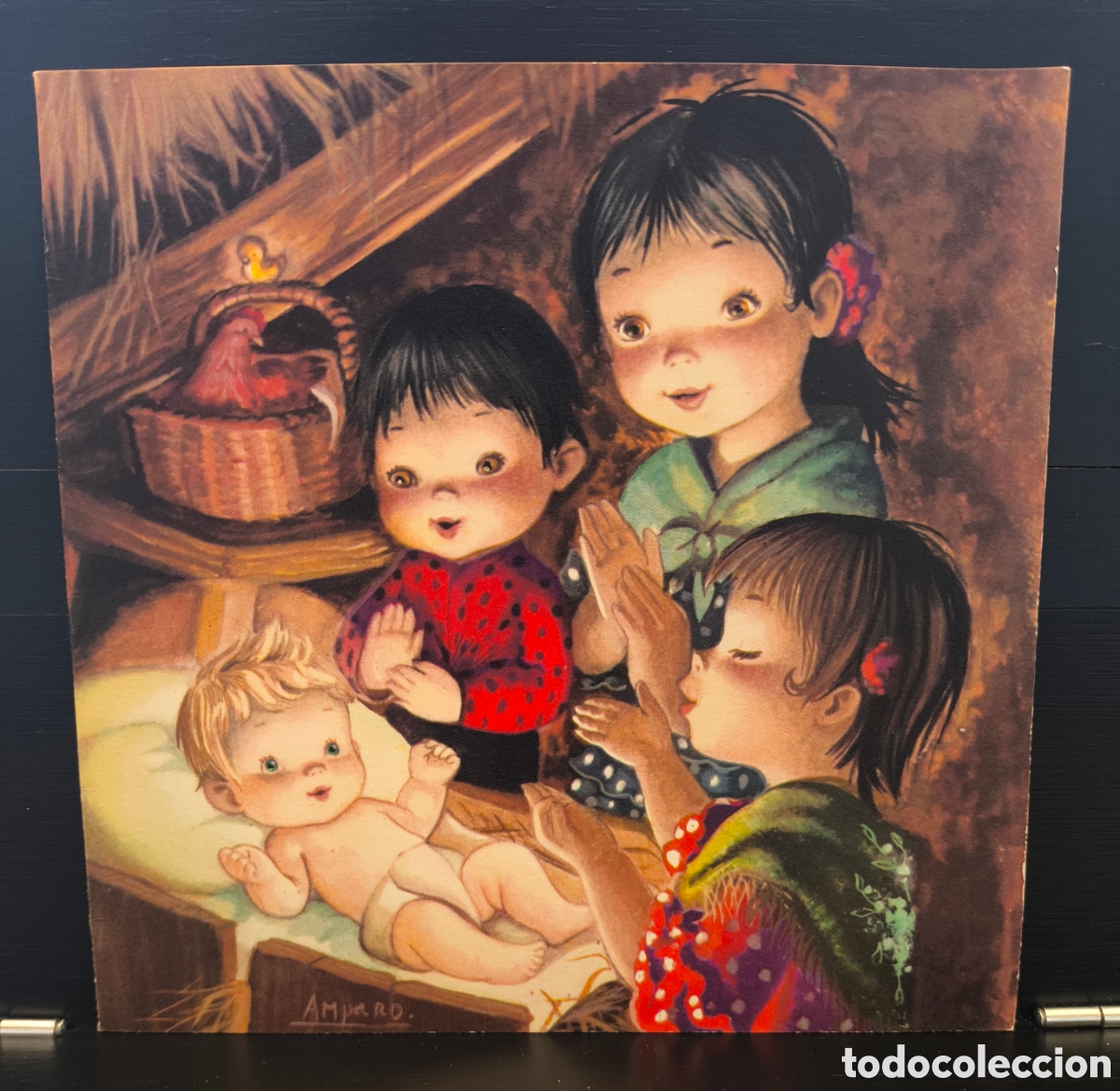 Postales: Tarjeta postal ilustrada felicitaci&oacute;n navide&ntilde;a d&iacute;ptico feliz navidad il. Amparo Ed. Subi