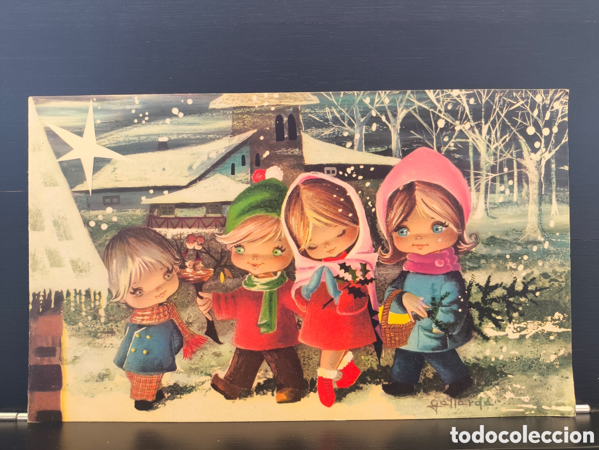 Postales: Tarjeta postal ilustrada felicitaci&oacute;n navide&ntilde;a d&iacute;ptico feliz navidad il. Gallarda Ed. Eurocromo