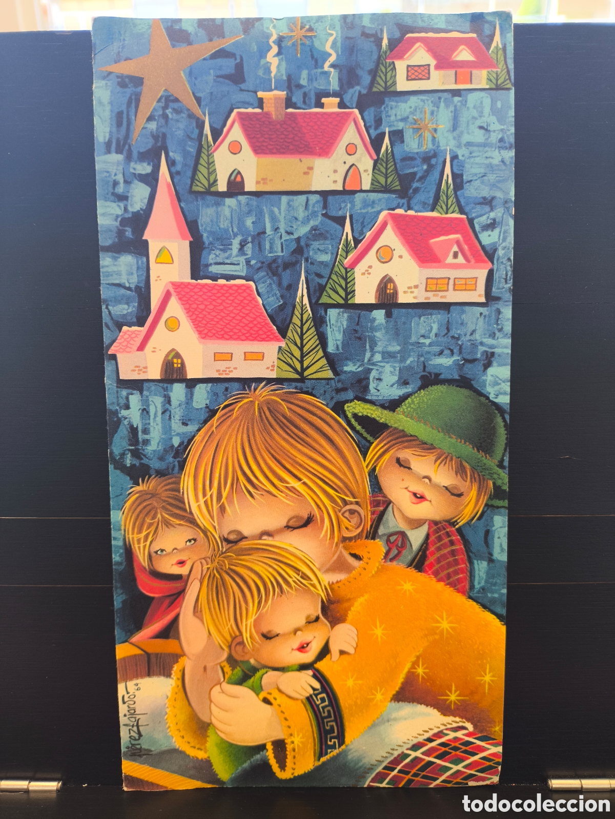 Postales: Tarjeta postal ilustrada felicitaci&oacute;n navide&ntilde;a d&iacute;ptico feliz navidad il. P&eacute;rez Fajardo Ed. Ancora