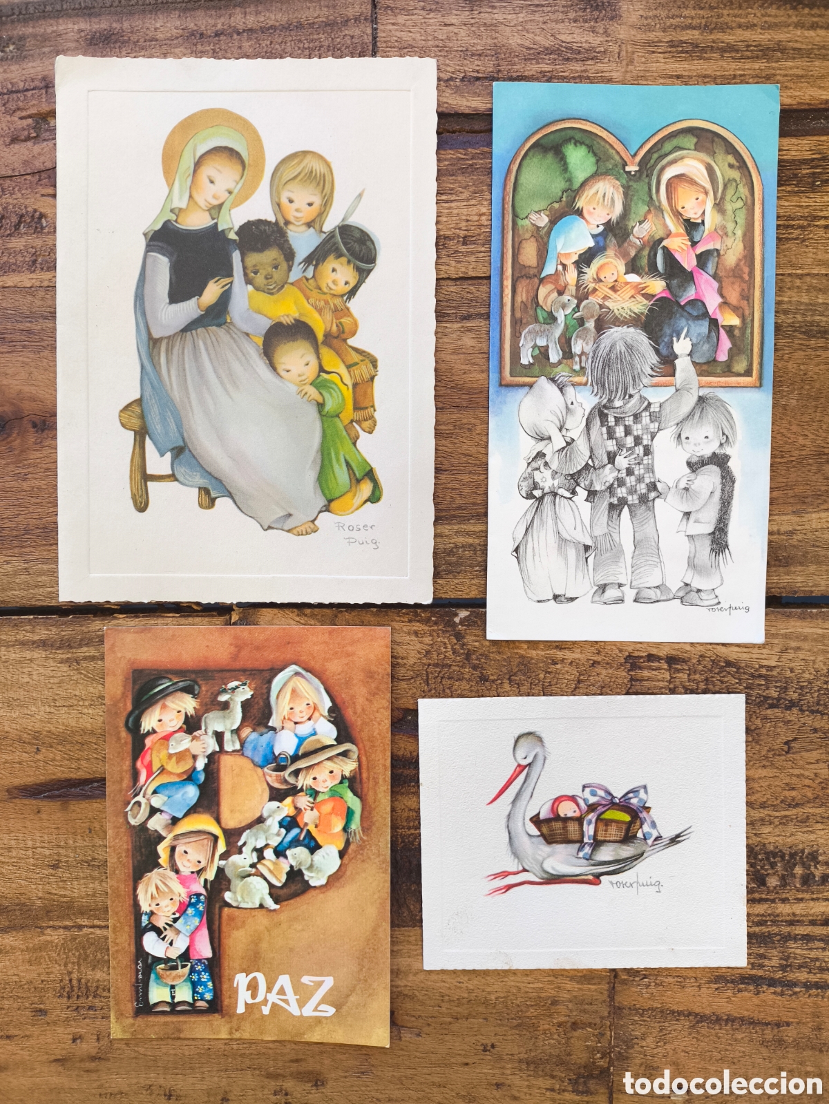 Postales: Lote tarjetas postales ilustradas felicitaci&oacute;n navide&ntilde;a d&iacute;ptico feliz navidad il. Roser Puig