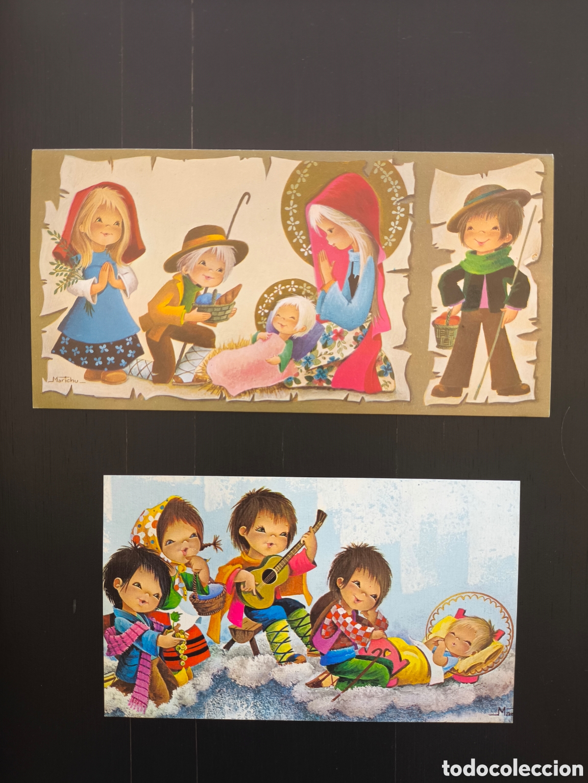 Postales: Lote tarjetas postales ilustradas felicitaci&oacute;n navide&ntilde;a d&iacute;ptico feliz navidad il. Marichu Ed C. y Z.