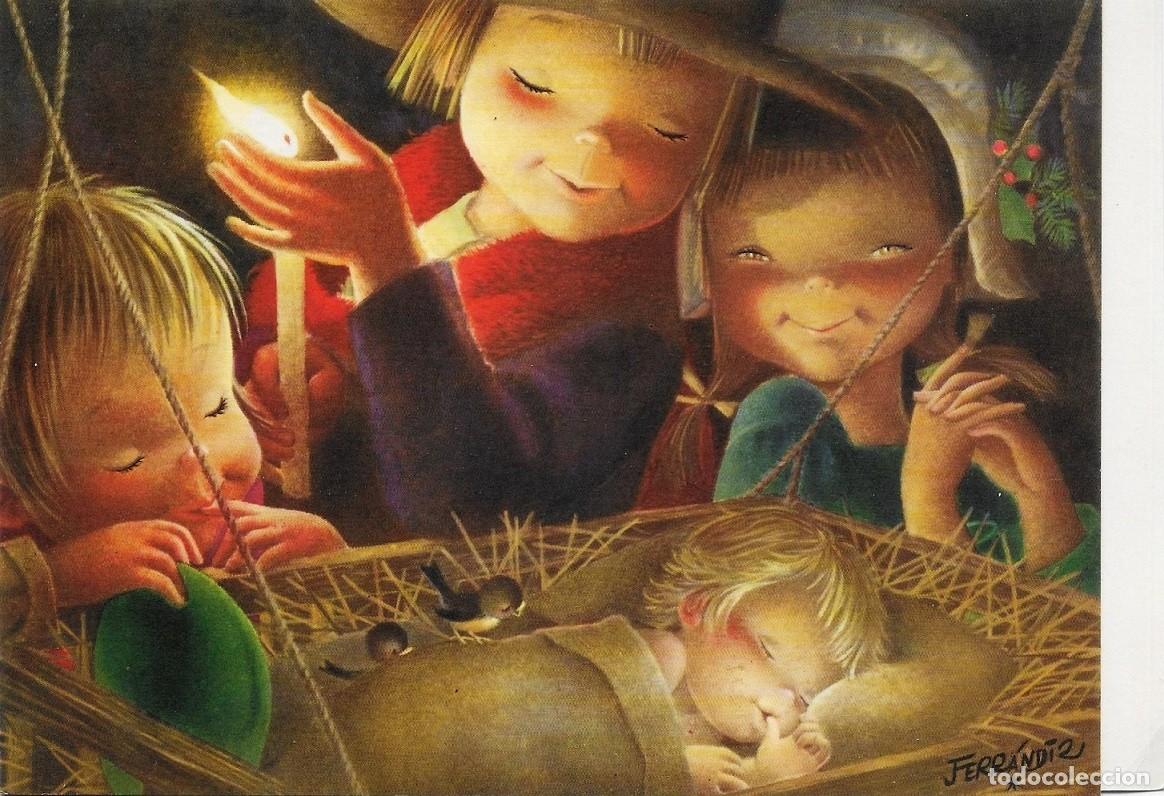 Postales: 7360O - FERR&Aacute;NDIZ - EDICIONES SUBI S. 1540-DURMIENDO EN EL PESEBRE- DIPTICA 13,8X19,8 CM - DATA 19
