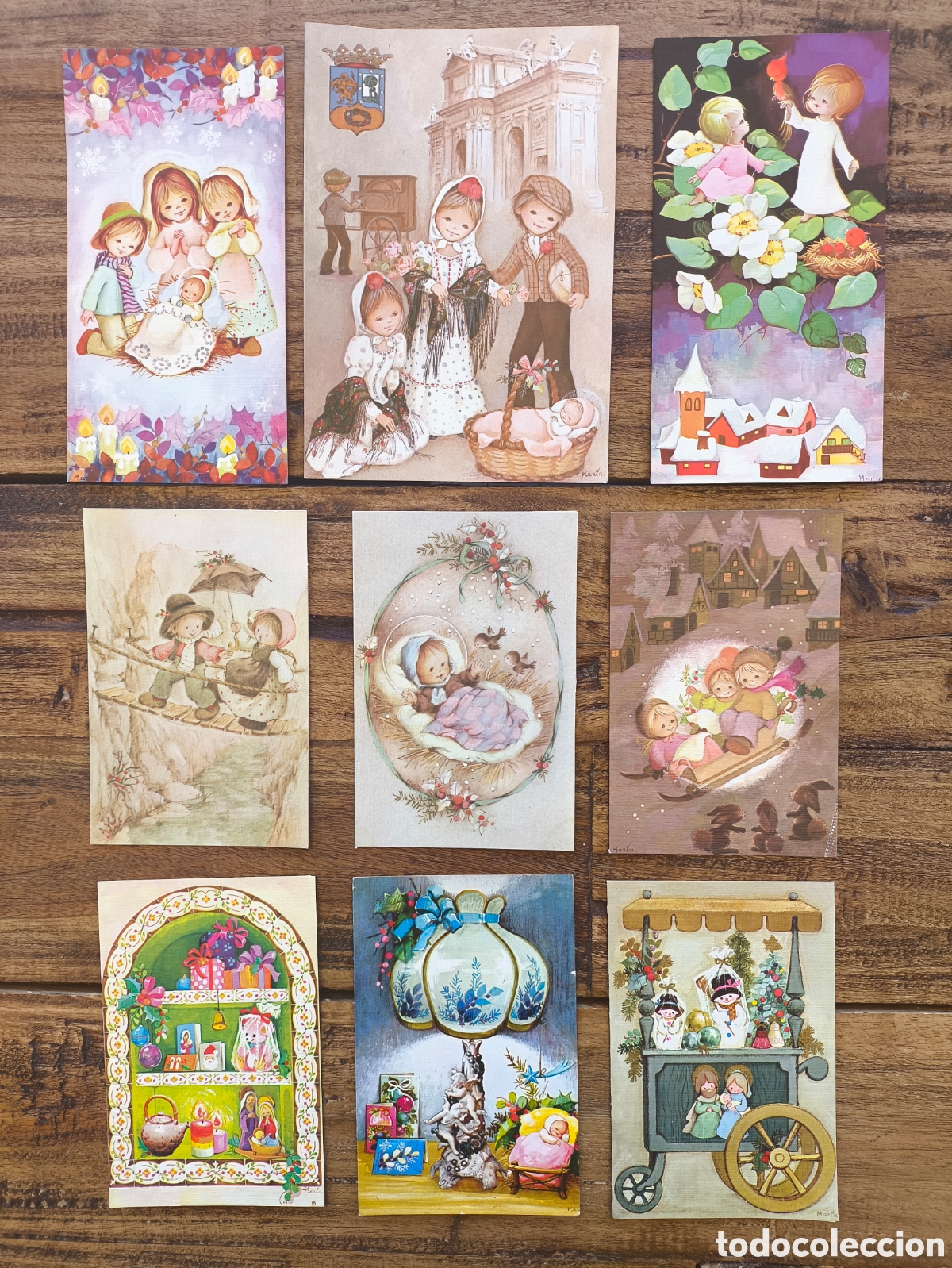 Postales: Lote tarjetas postales ilustradas felicitaci&oacute;n navide&ntilde;a d&iacute;ptico feliz navidad il. Mar&iacute;a Ed. Ortiz