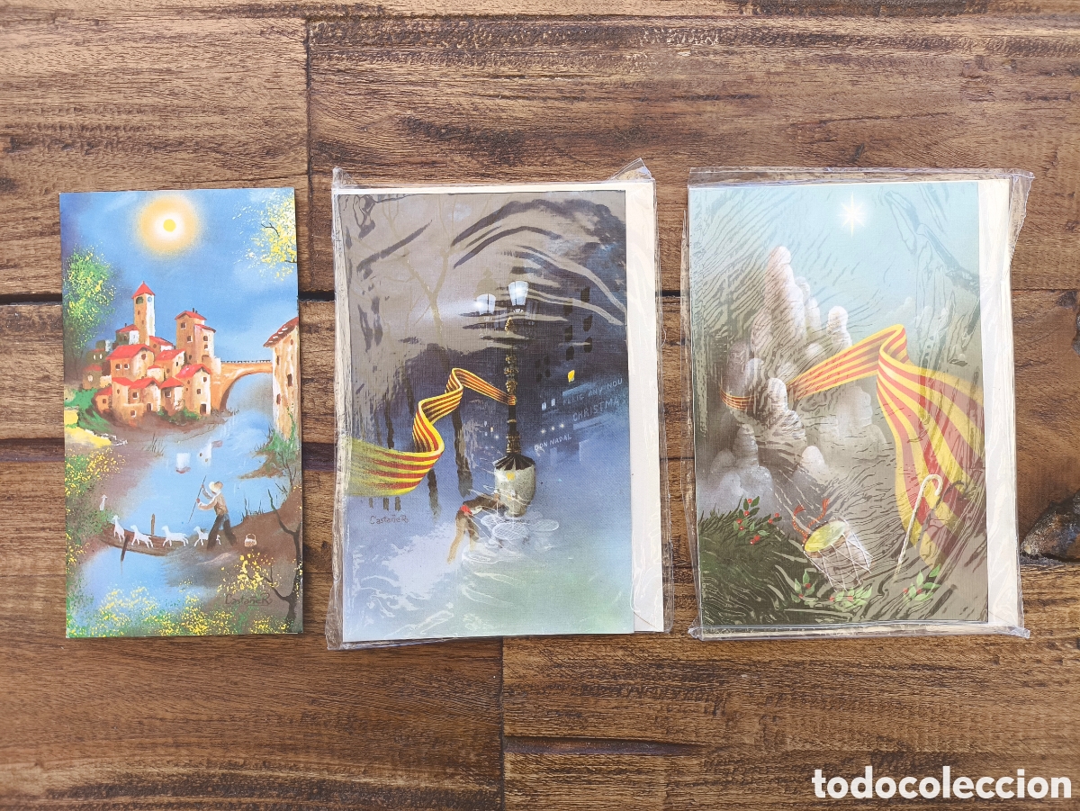 Postales: Lote tarjetas postales ilustradas felicitaci&oacute;n navide&ntilde;a d&iacute;ptico feliz navidad il. Casta&ntilde;er