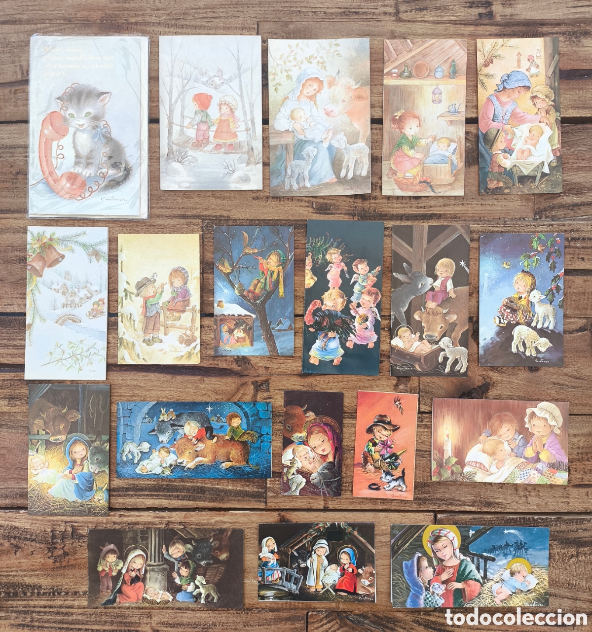 Postales: Lote tarjetas postales ilustradas felicitaci&oacute;n navide&ntilde;a d&iacute;ptico feliz navidad il. Coni Constanza