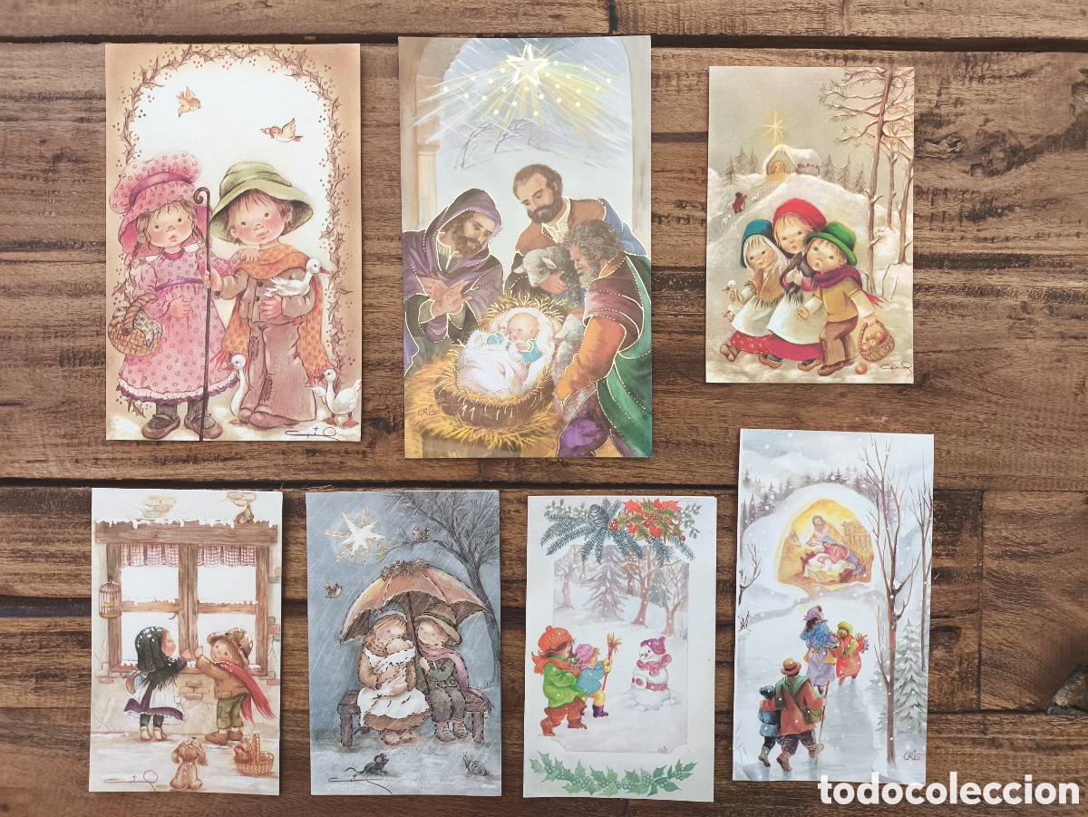 Postales: Lote tarjetas postales ilustradas felicitaci&oacute;n navide&ntilde;a d&iacute;ptico feliz navidad il. Cris
