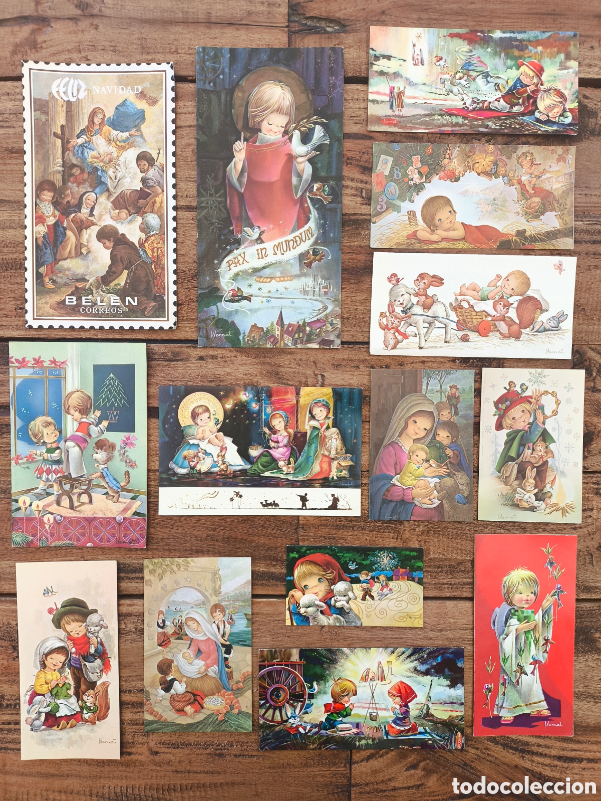 Postales: Lote tarjetas postales ilustradas felicitaci&oacute;n navide&ntilde;a d&iacute;ptico feliz navidad I. Vernet Ed. C. y Z.