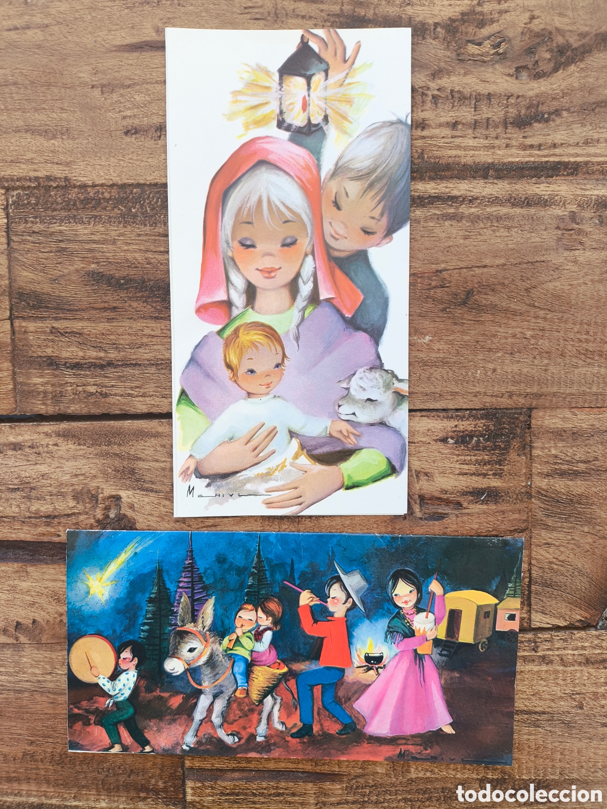 Postales: Lote tarjetas postales ilustradas felicitaci&oacute;n navide&ntilde;a d&iacute;ptico feliz navidad il. Marivi Ed. Chis