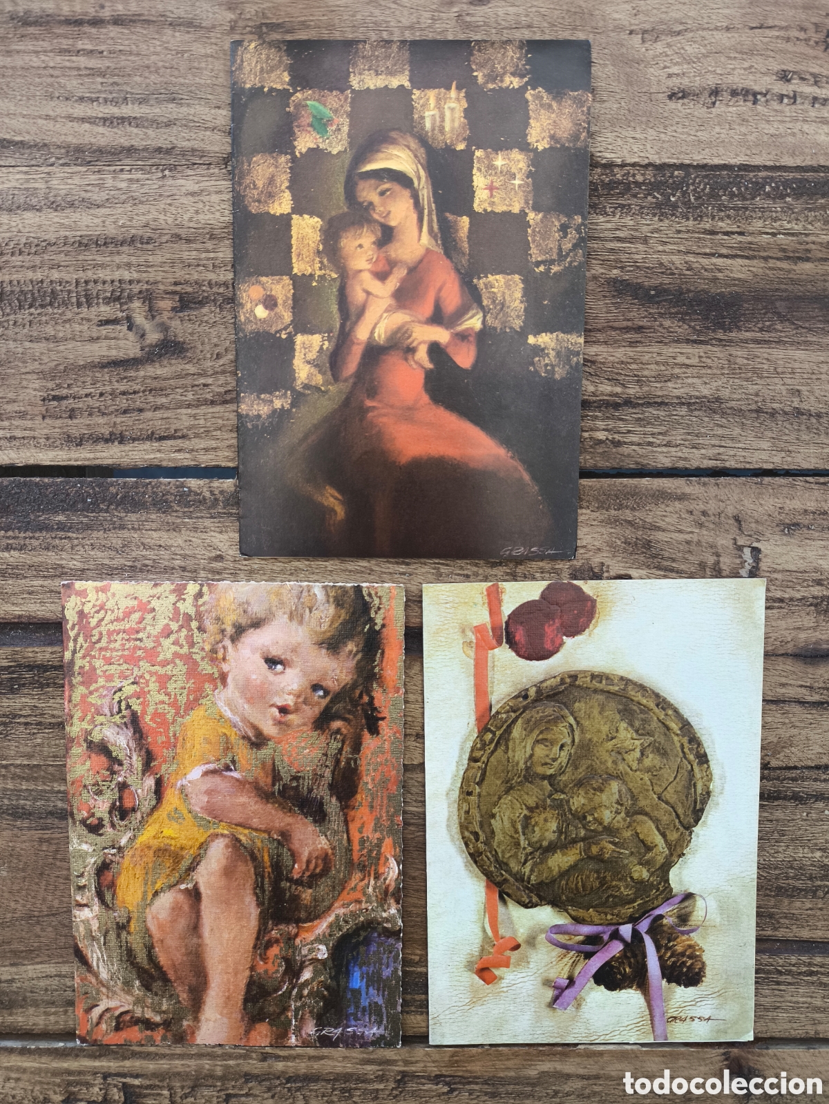 Postales: Lote tarjetas postales ilustradas felicitaci&oacute;n navide&ntilde;a d&iacute;ptico feliz navidad il. Grassa Ed. Ortiz