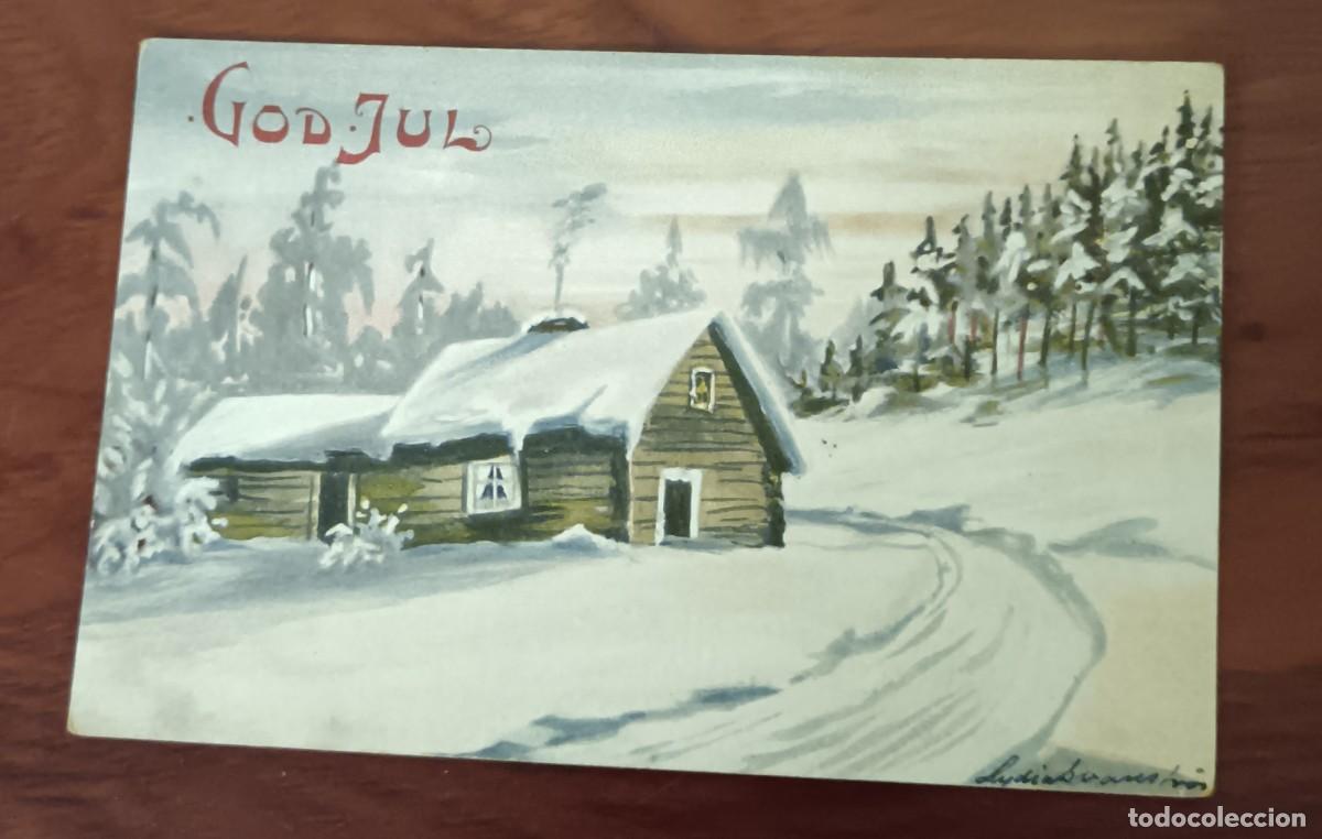 Postales: POSTAL FELICITACI&Oacute;N NAVIDAD GRANBERGS BREFKORT A&Ntilde;O 1955 ESCRITA 13,5X9 CM.