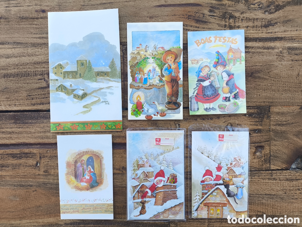 Postales: Lote tarjetas postales ilustradas felicitaci&oacute;n navide&ntilde;a d&iacute;ptico feliz navidad il. Mar&iacute;a Rosa Sol&aacute;