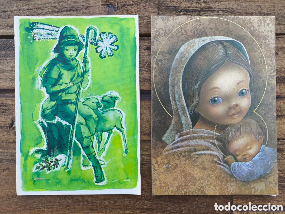 Postales: Lote tarjetas postales ilustradas felicitaci&oacute;n navide&ntilde;a d&iacute;ptico feliz navidad il. Carlos Ed. Ortiz