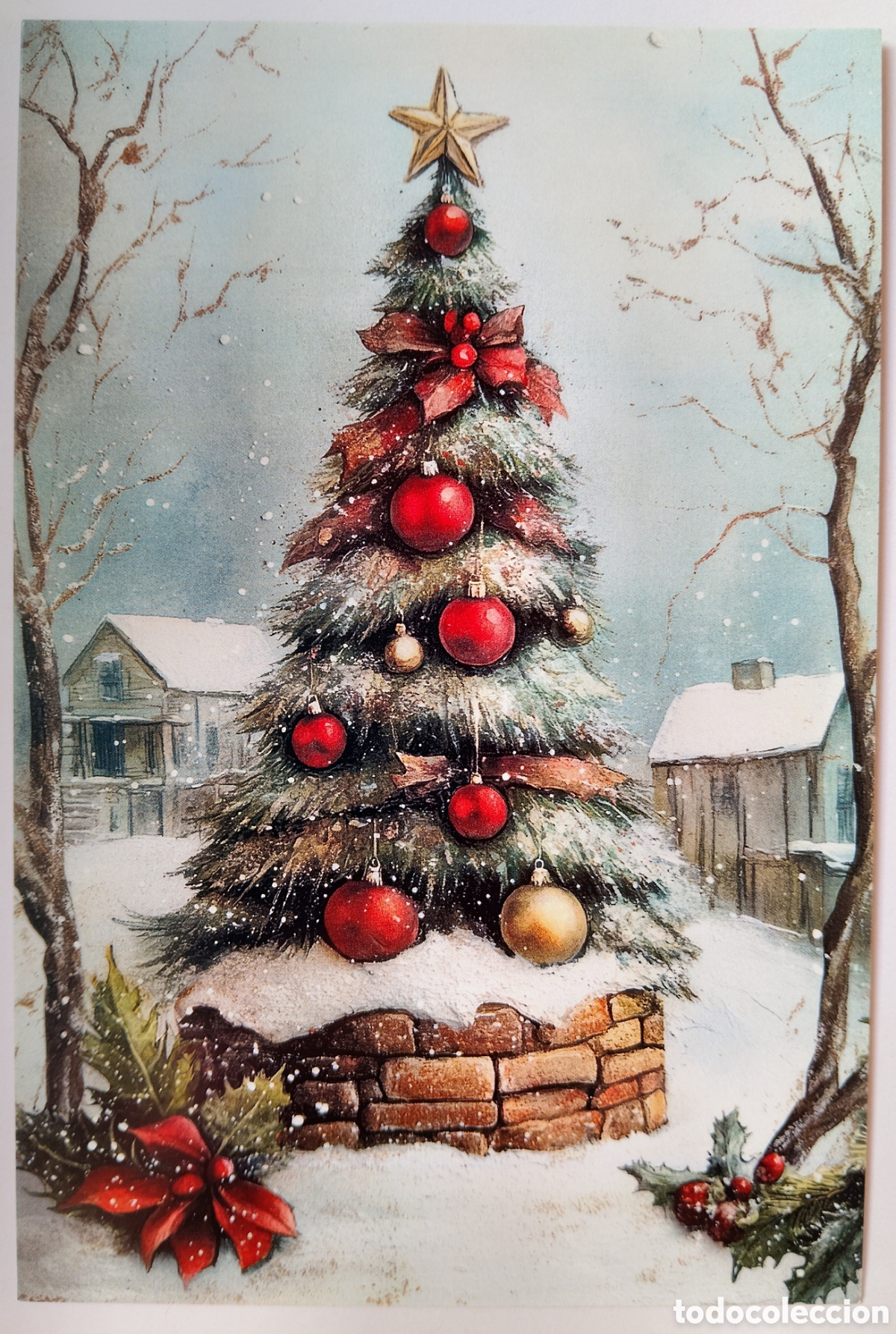 Postales: POSTAL NAVIDAD - &Aacute;RBOL PAISAJE NEVADO - ESTILO ANTIGUO