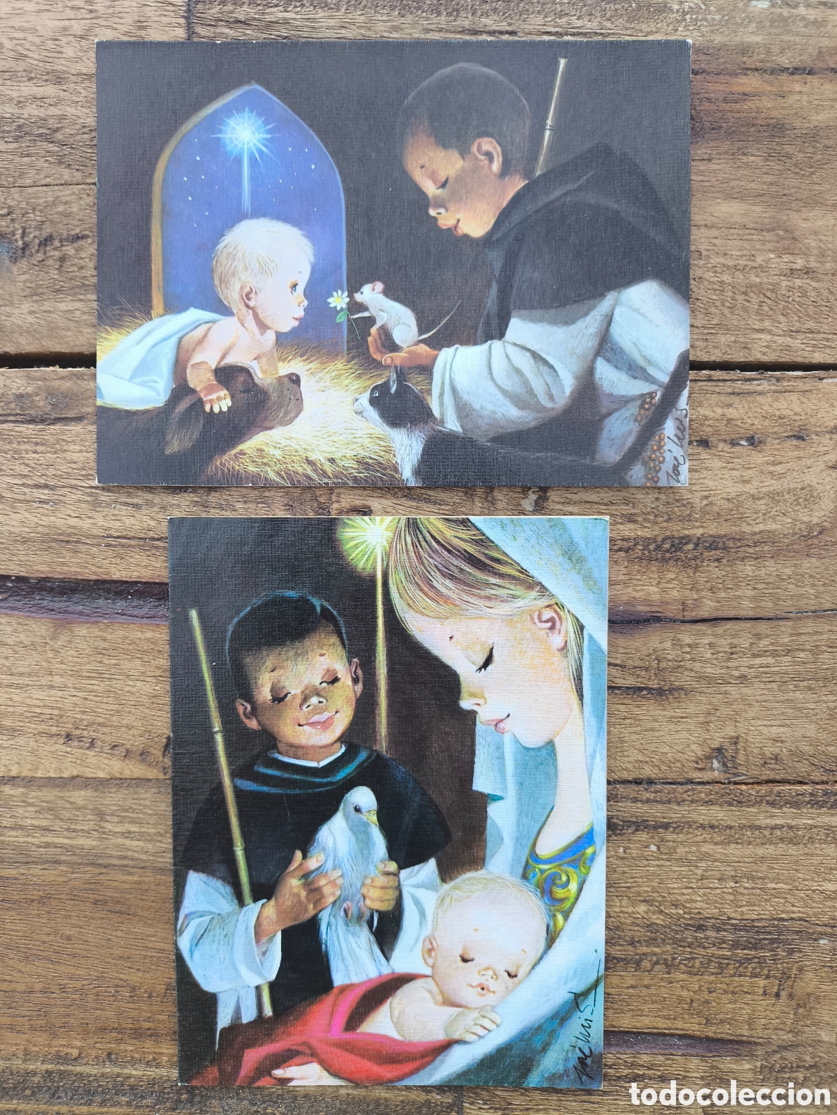 Postales: Lote tarjetas postales navide&ntilde;a d&iacute;ptico feliz navidad San Mart&iacute;n de Porres il. Jos&eacute; Luis Ed Fournier