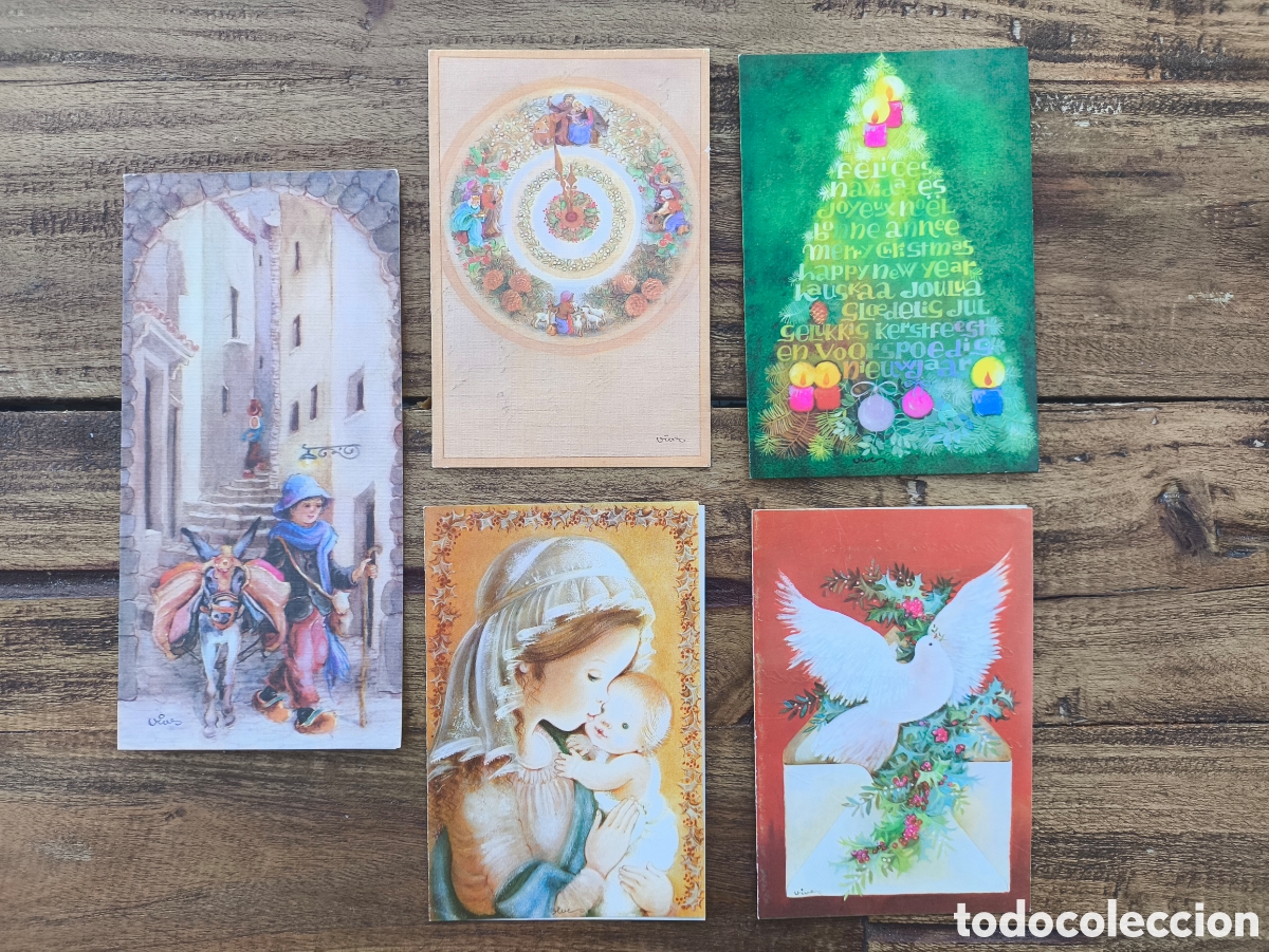 Postales: Lote tarjetas postales felicitaci&oacute;n navide&ntilde;a d&iacute;ptico feliz navidad il. Vives Ed. Edicromo Sabadell