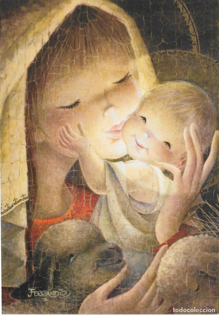 Postales: 7384O - FERR&Aacute;NDIZ - LA VIRGEN Y JES&Uacute;S -EDICIONES SUBI S 1551.1 - DIPTICA 20,5X14,3 CM -GRANDE - 1962