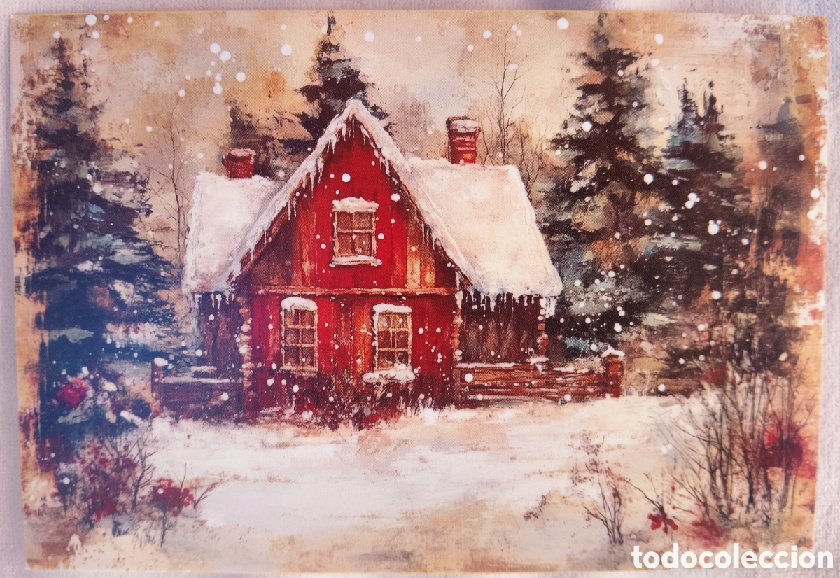 Postales: POSTAL NAVIDAD - CASA PAISAJE NEVADO - ESTILO ANTIGUO