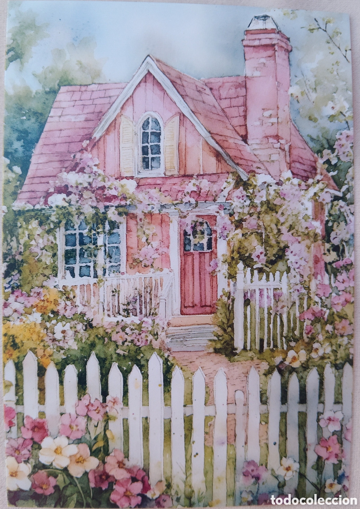 Postais: POSTAL NAVIDAD - CASITA COTTAGE JARD&Iacute;N - ESTILO ANTIGUO