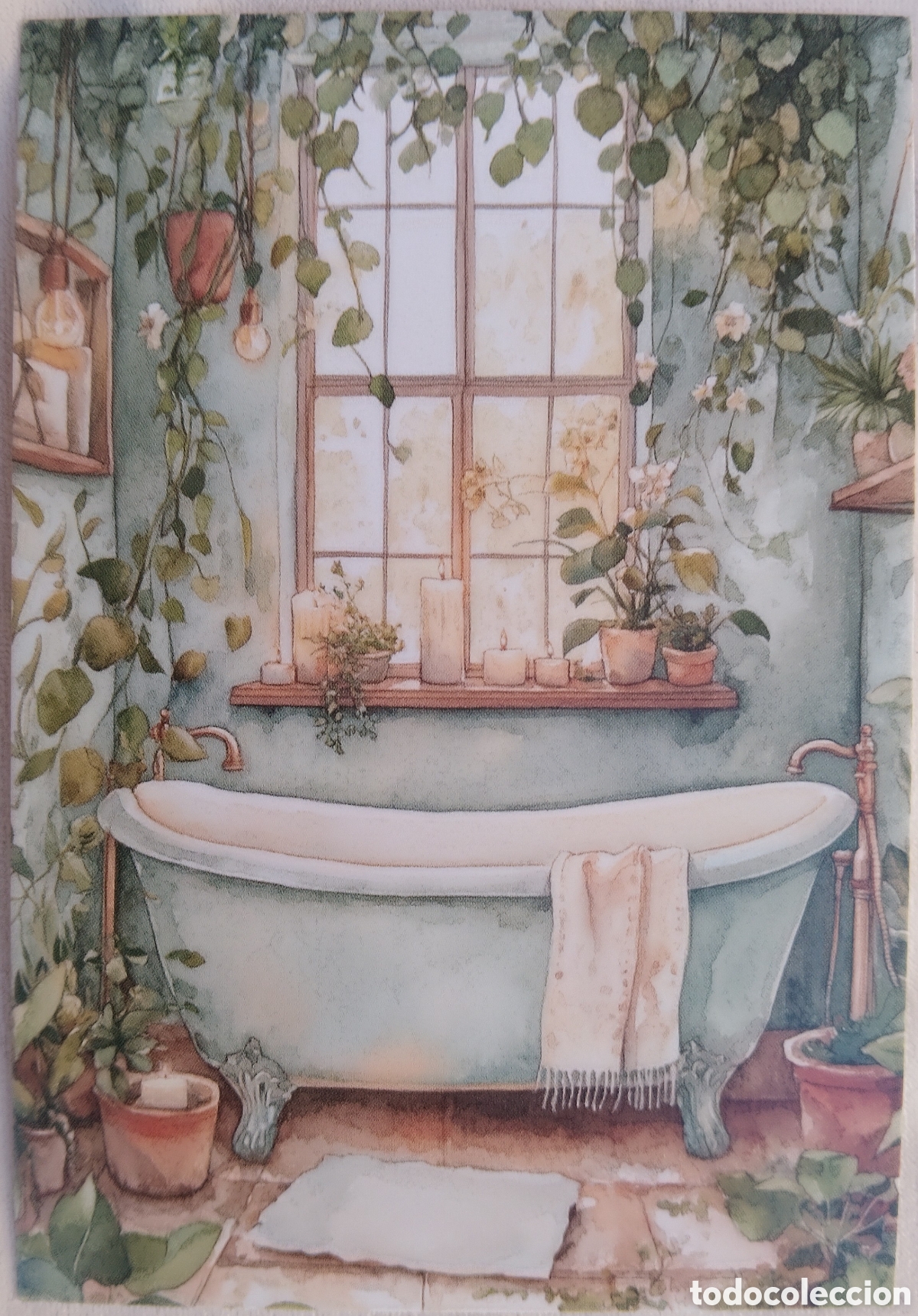 Postales: POSTAL NAVIDAD - ESCENA HOGARE&Ntilde;A BA&Ntilde;O BA&Ntilde;ERA - ESTILO ANTIGUO