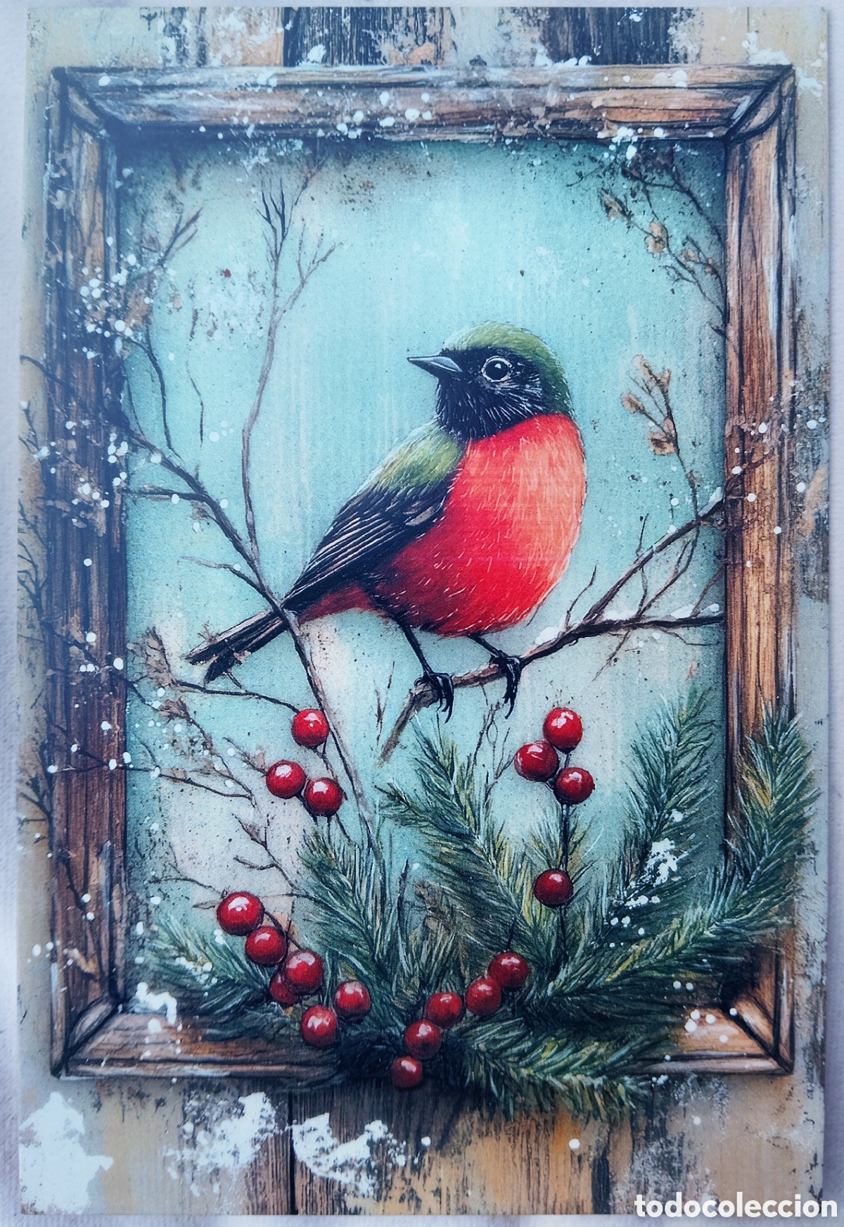 Postales: POSTAL NAVIDAD - PAJARITO PAISAJE NEVADO - ESTILO ANTIGUO
