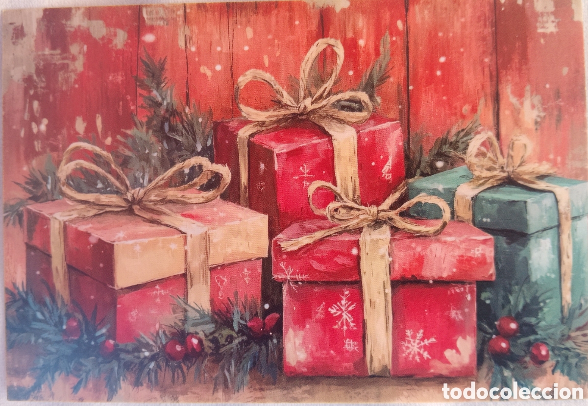 Postales: POSTAL NAVIDAD - GATITO ALAS MARIPOSAS PAISAJE NEVADO - ESTILO ANTIGUO