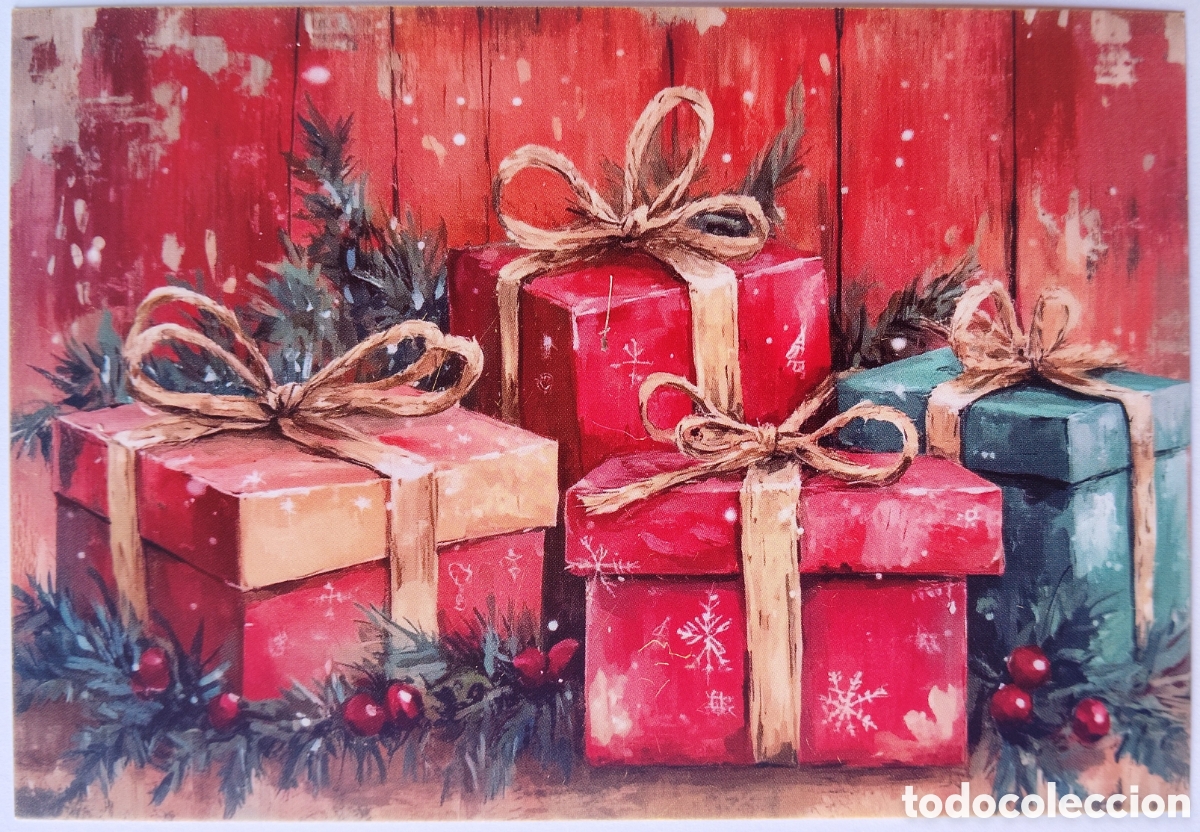 Postales: POSTAL NAVIDAD - DETALLE PAQUETES REGALOS - ESTILO ANTIGUO