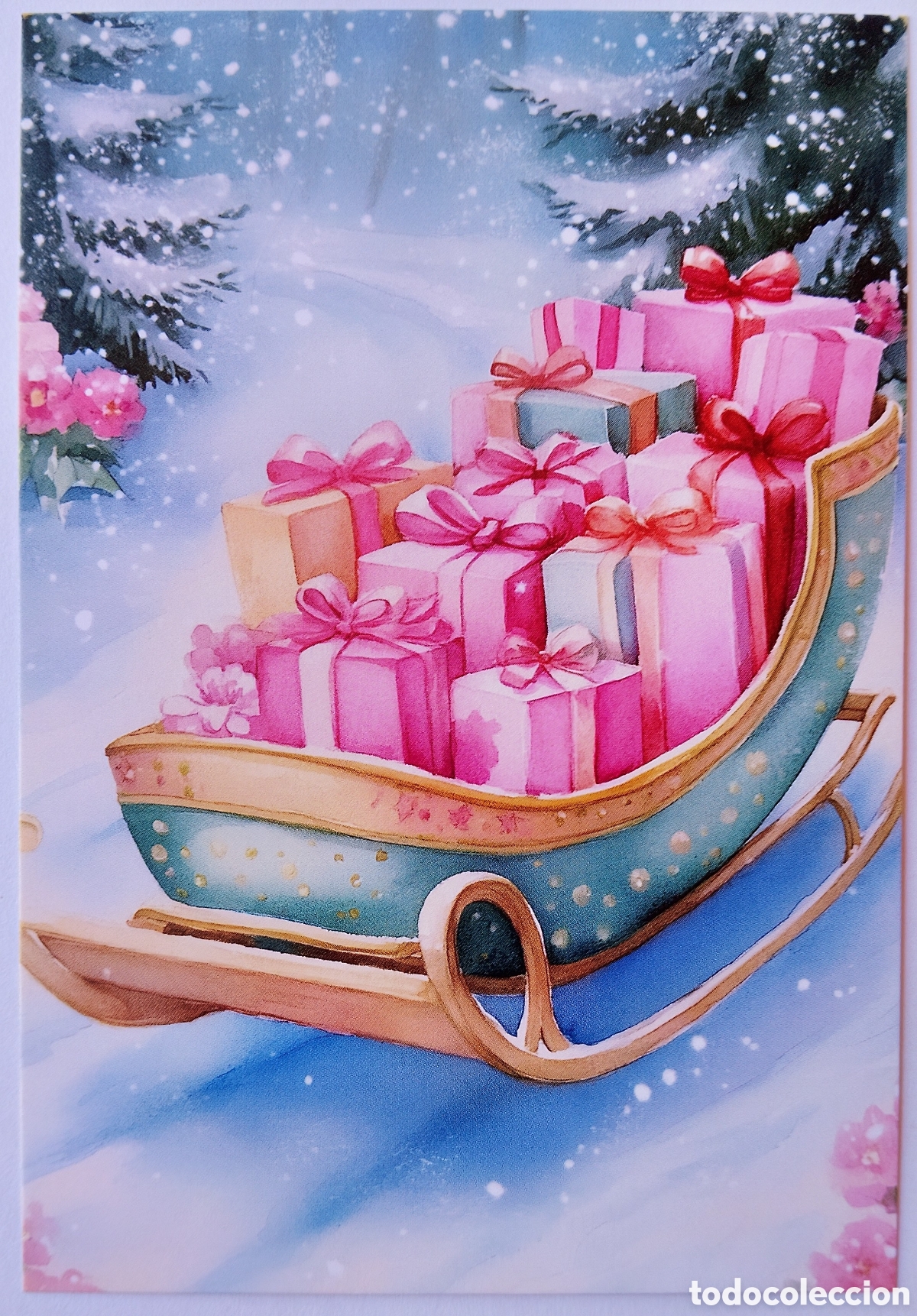 Postales: POSTAL NAVIDAD - TRINEO REGALOS PAISAJE NEVADO - ESTILO ANTIGUO