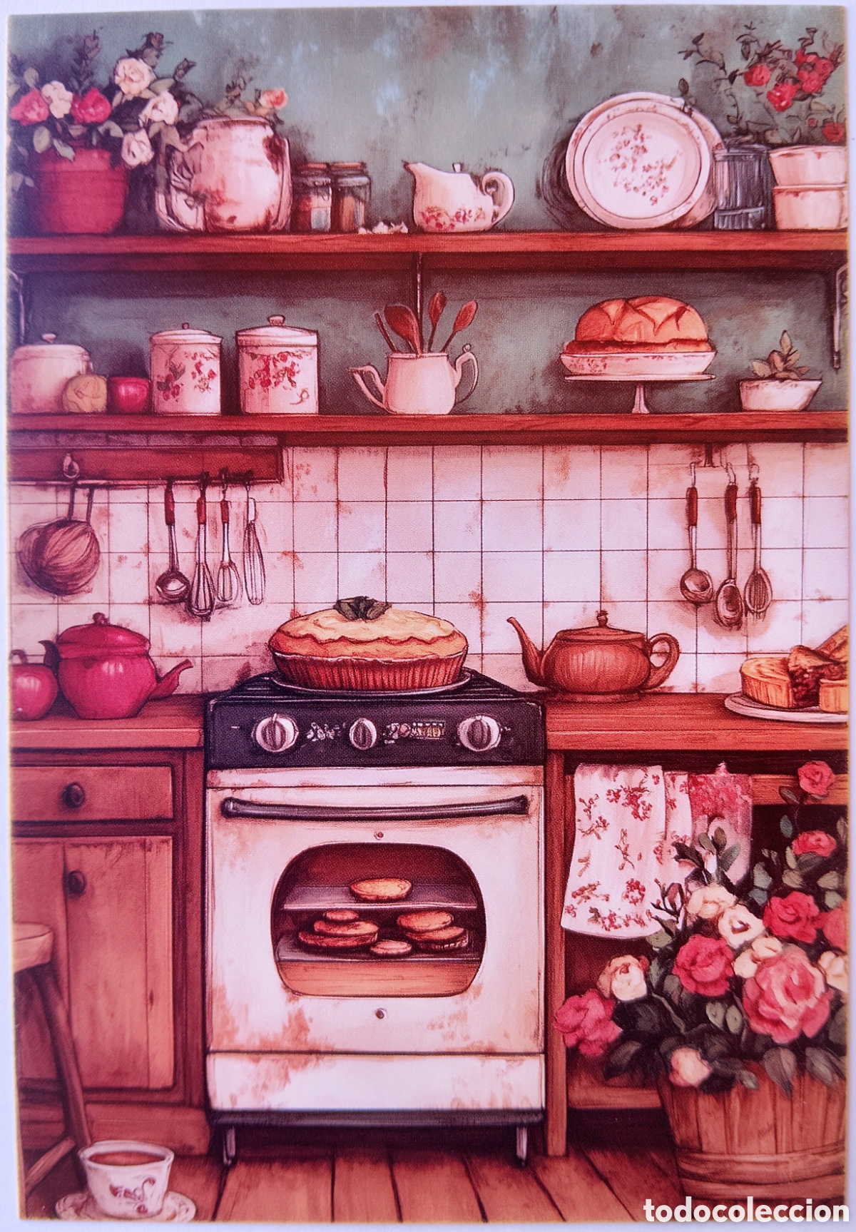 Postales: POSTAL NAVIDAD - ESCENA HOGARE&Ntilde;A COCINA - ESTILO ANTIGUO