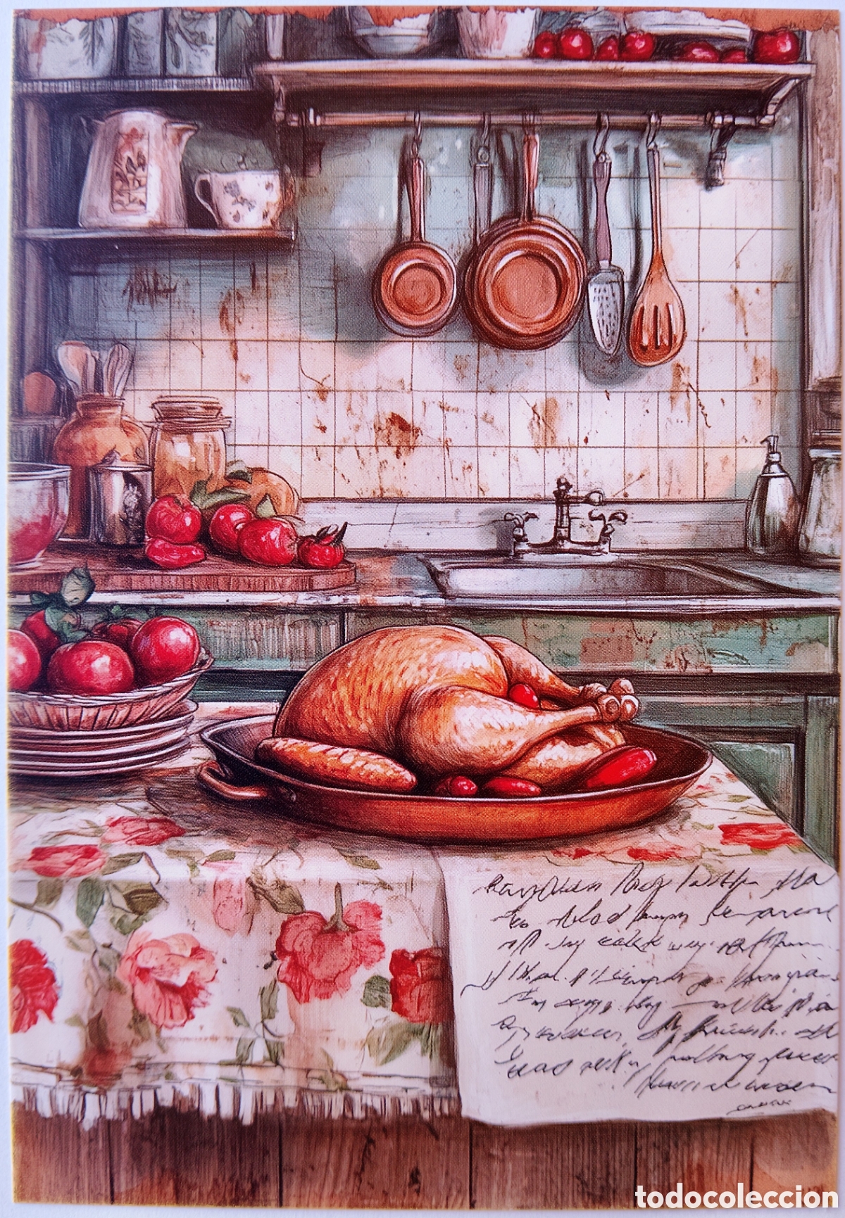 Postales: POSTAL NAVIDAD - ESCENA HOGARE&Ntilde;A COCINA - ESTILO ANTIGUO
