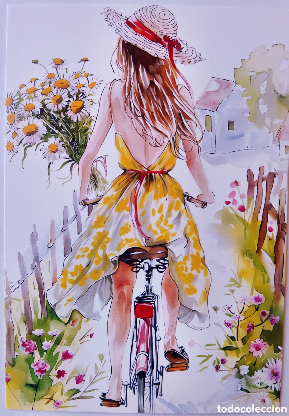 Postales: POSTAL NAVIDAD - CHICA BICICLETA BICI FLORES - ESTILO ANTIGUO
