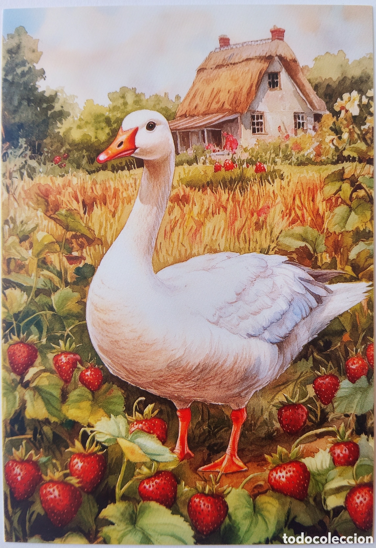 Postales: POSTAL NAVIDAD - GANSO FRESAS CAMPO CASA COTTAGE - ESTILO ANTIGUO