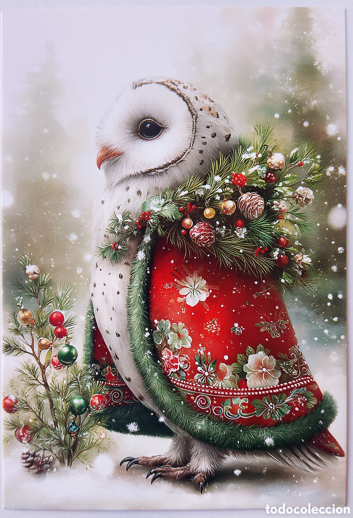 Postcards: POSTAL NAVIDAD - B&Uacute;HO ADORNOS PAISAJE NEVADO - ESTILO ANTIGUO
