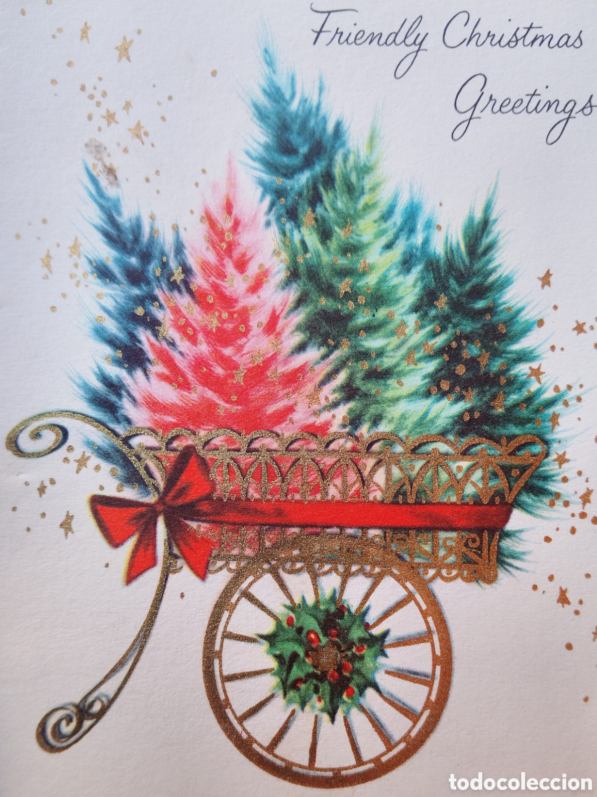 Postales: FELICITACI&Oacute;N NAVIDAD ANTIGUA - &Aacute;RBOLES CARRITO