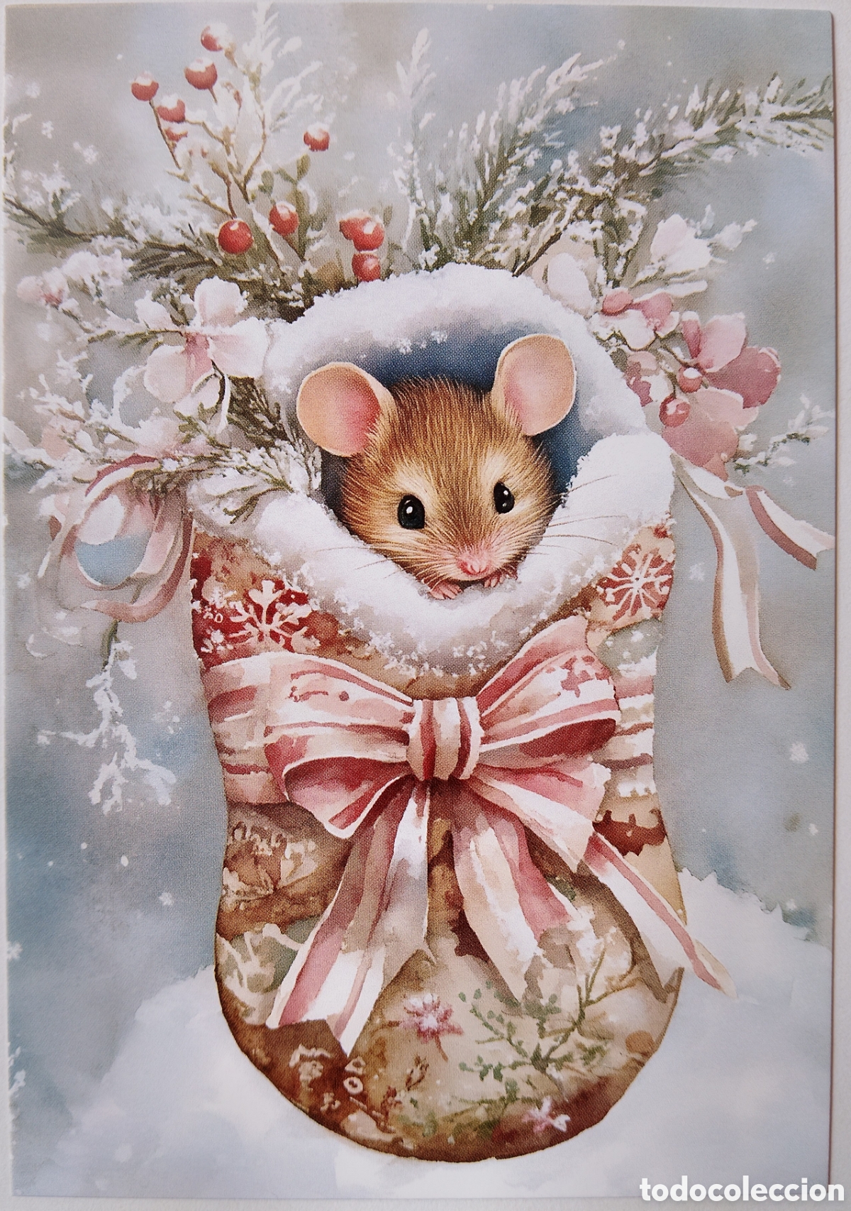 Postales: POSTAL NAVIDAD - RATONCITO PAISAJE NEVADO - ESTILO ANTIGUO
