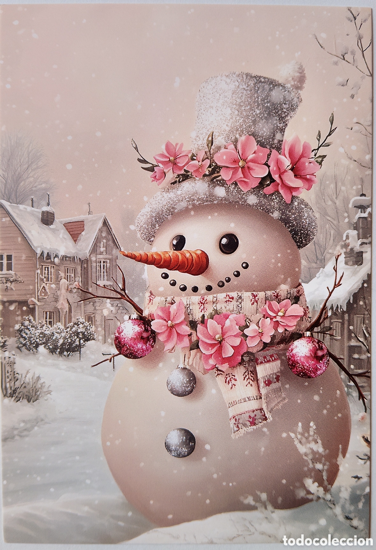 Postales: POSTAL NAVIDAD - MU&Ntilde;ECO DE NIEVE PAISAJE NEVADO - ESTILO ANTIGUO