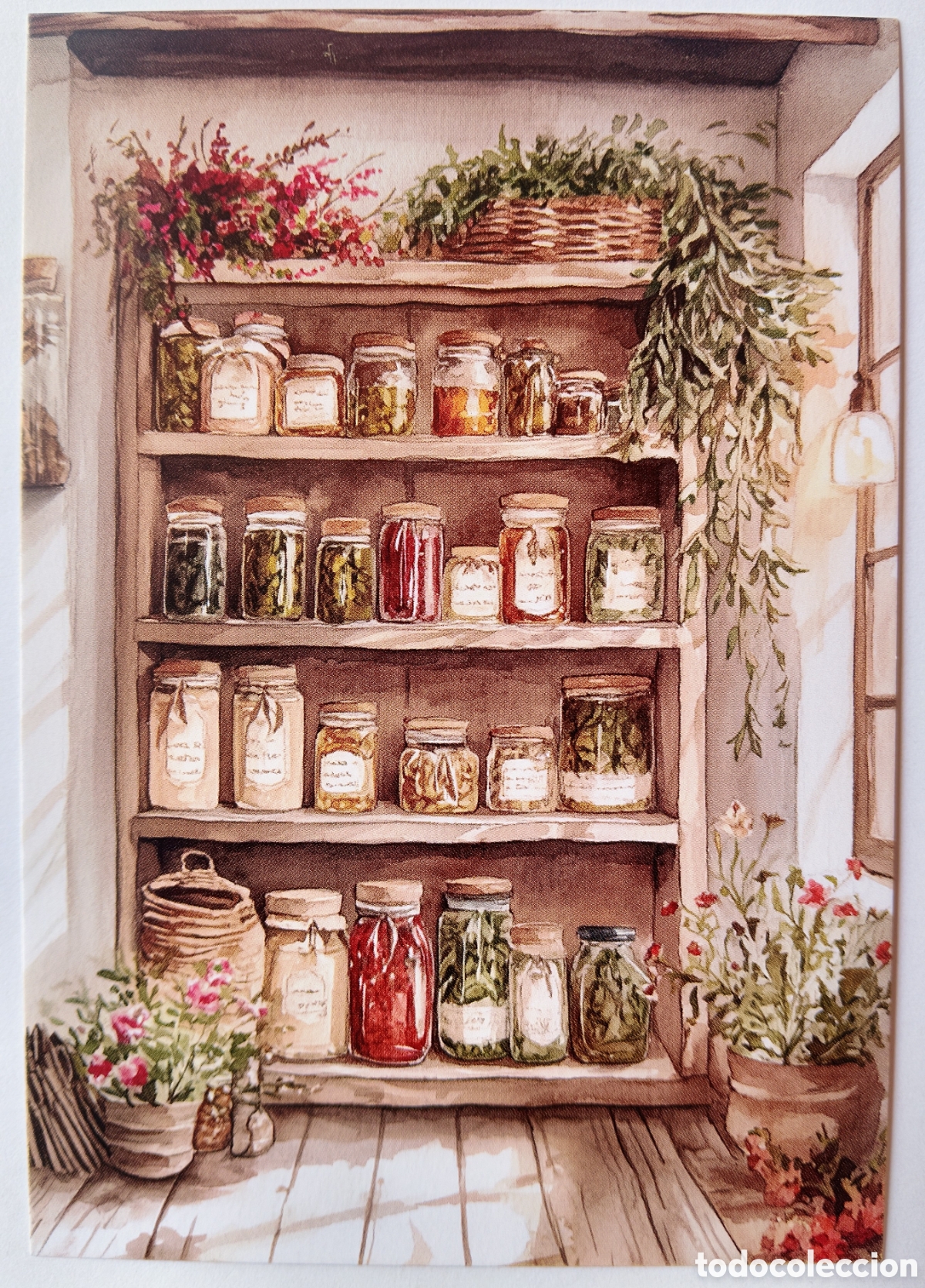 Postales: POSTAL NAVIDAD - ESTANTER&Iacute;A CONSERVAS PLANTAS - ESTILO ANTIGUO