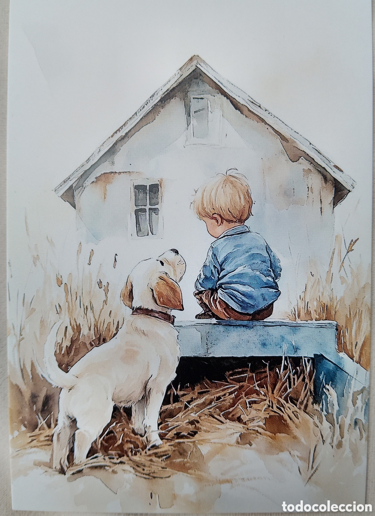 Postales: POSTAL NAVIDAD - NI&Ntilde;O PERRITO - ESTILO ANTIGUO