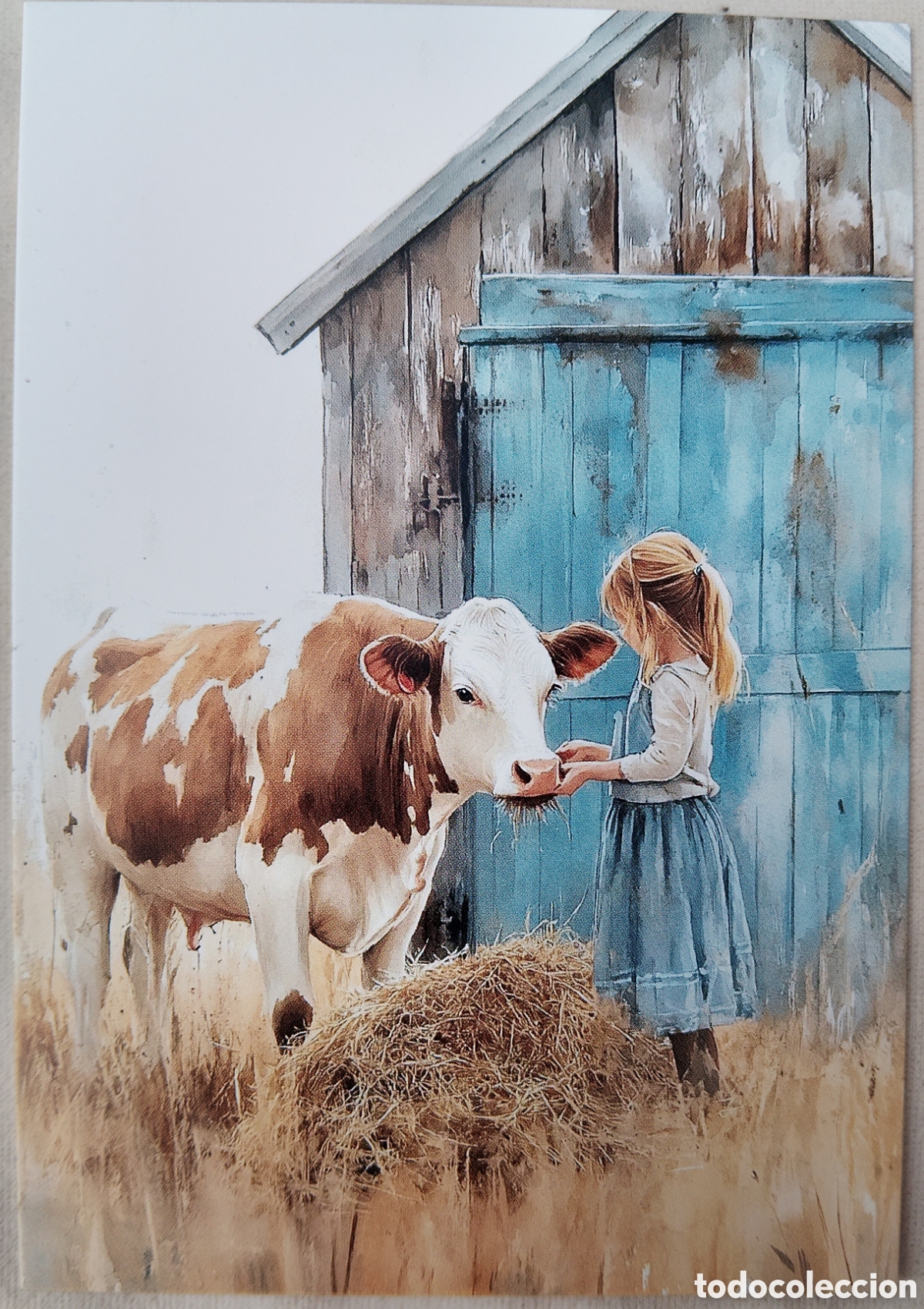 Postales: POSTAL NAVIDAD - NI&Ntilde;A VACA - ESTILO ANTIGUO