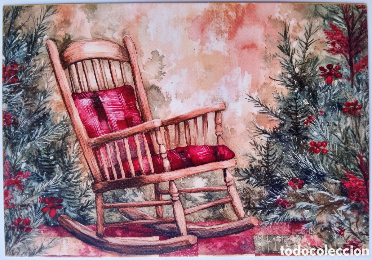 Postales: POSTAL NAVIDAD - ESCENA HOGARE&Ntilde;A MECEDORA &Aacute;RBOL - ESTILO ANTIGUO