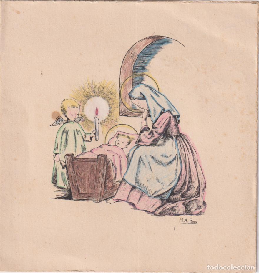 Postales: ILUSTRADOR; M.A.PRUNA, MOTIVO NAVIDE&Ntilde;O - D&Iacute;PTICO ESCRITO - BARCELONA 1952 - 15,5X14,8