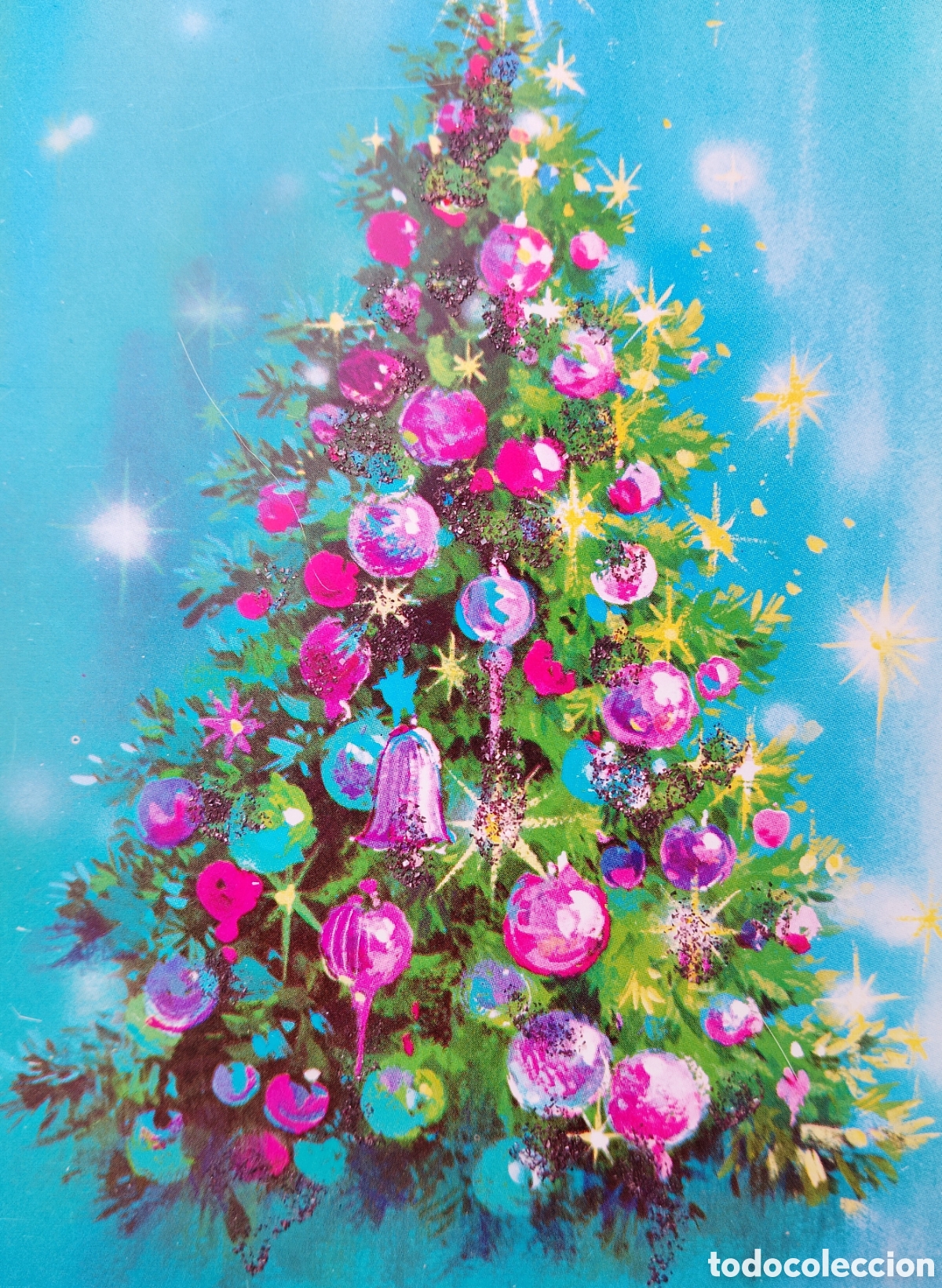 Postales: FELICITACI&Oacute;N NAVIDAD ANTIGUA - EDICIONES RUST CRAFT - &Aacute;RBOL ADORNOS - PURPURINA